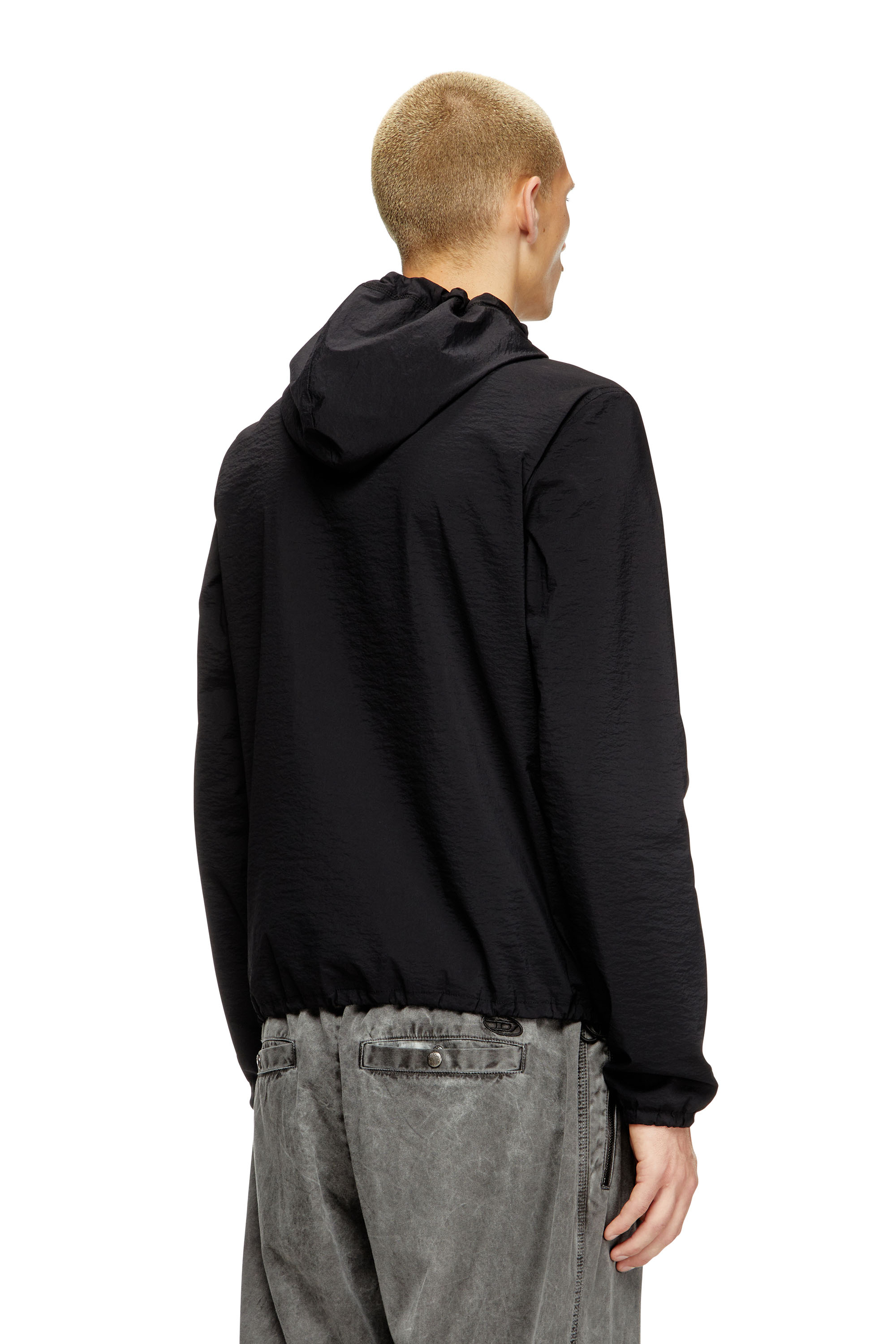 Diesel - J-ANDREW, Male's Nylon jacket with outline logo in ブラック - 4