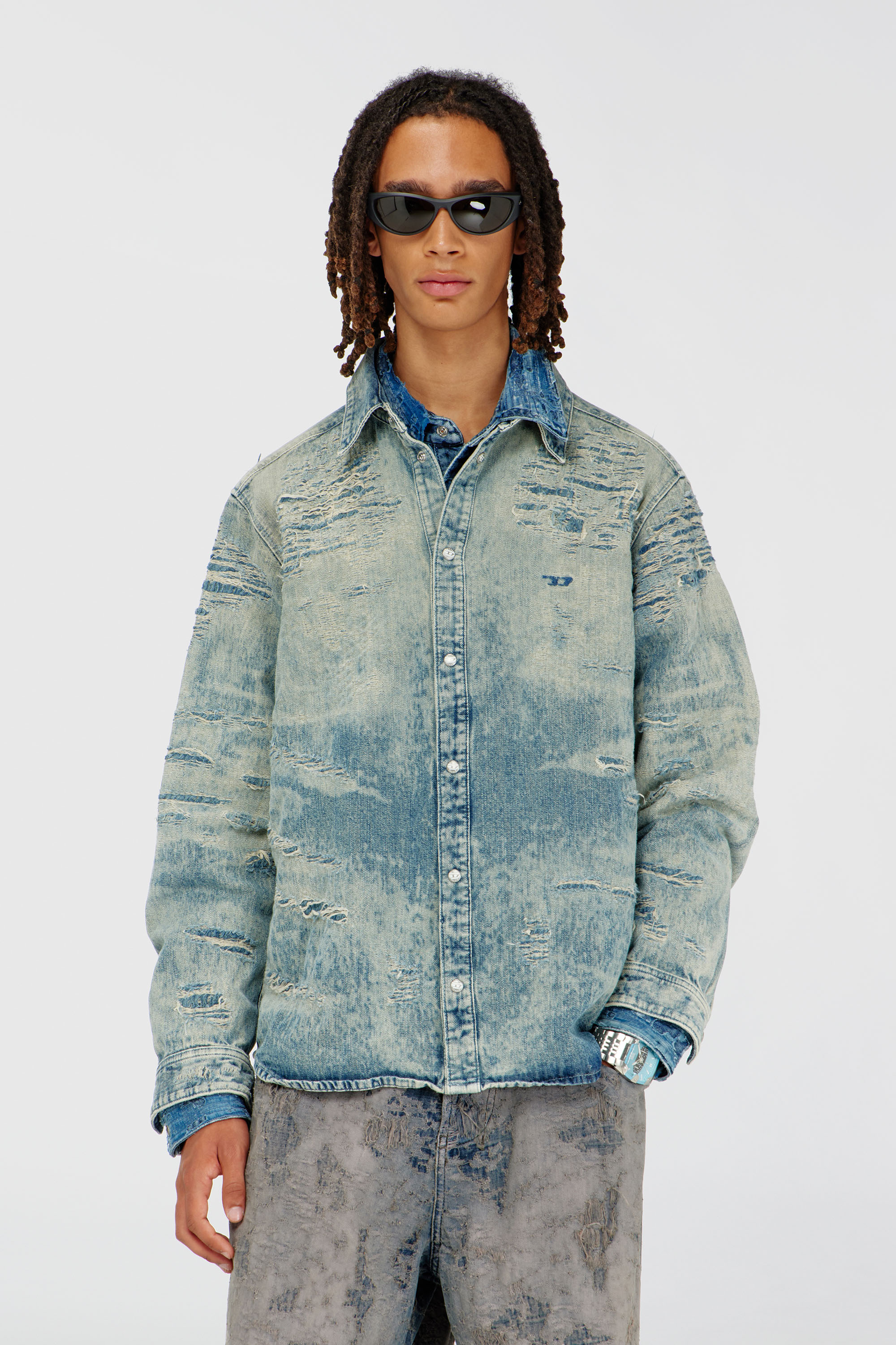 Diesel - D-SIMPLY, Male's デニムシャツ in ミディアムブルー - 1