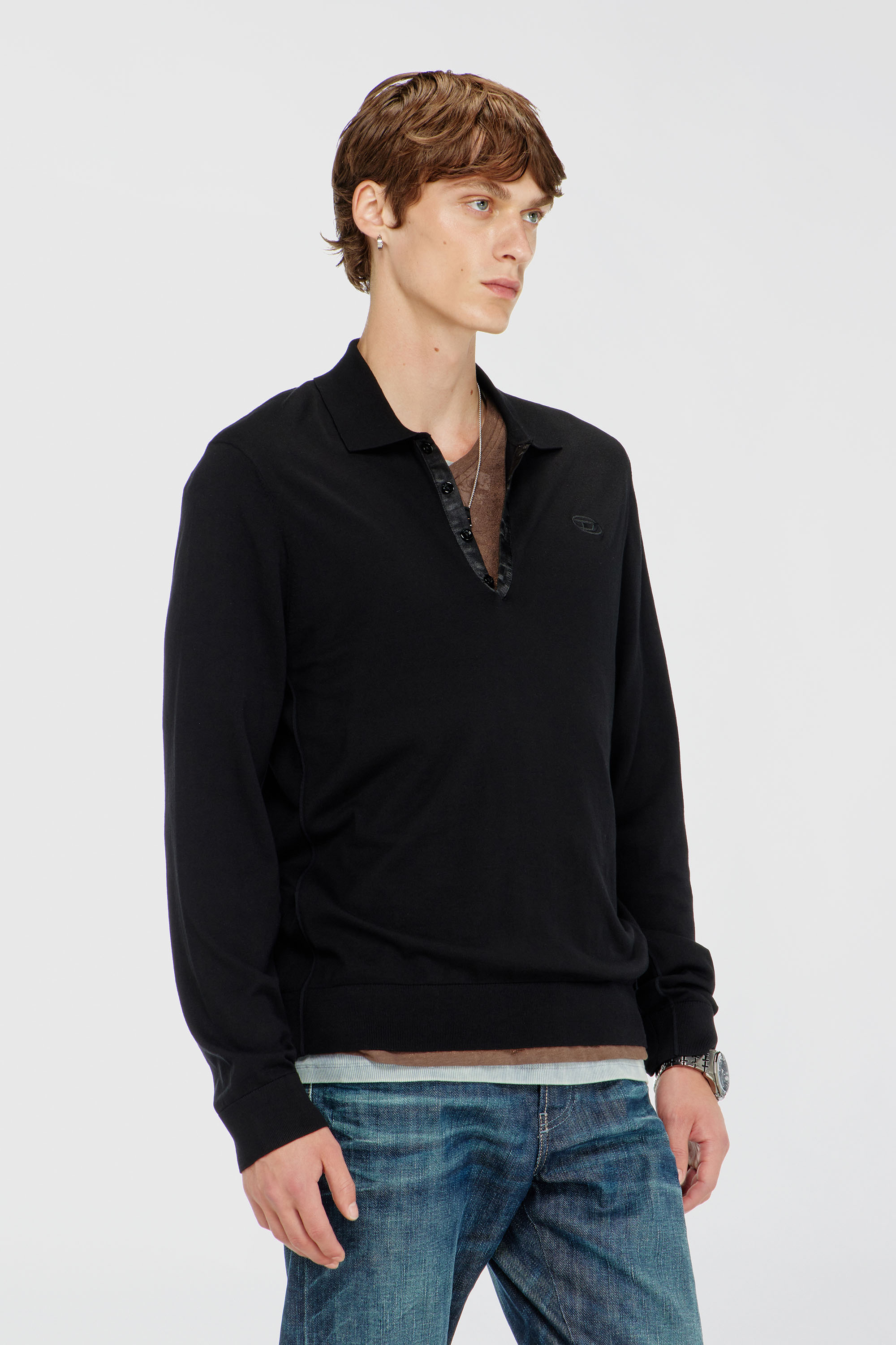 Diesel - K-VILNIUS-LS, Male's ポロニット in ブラック - 1
