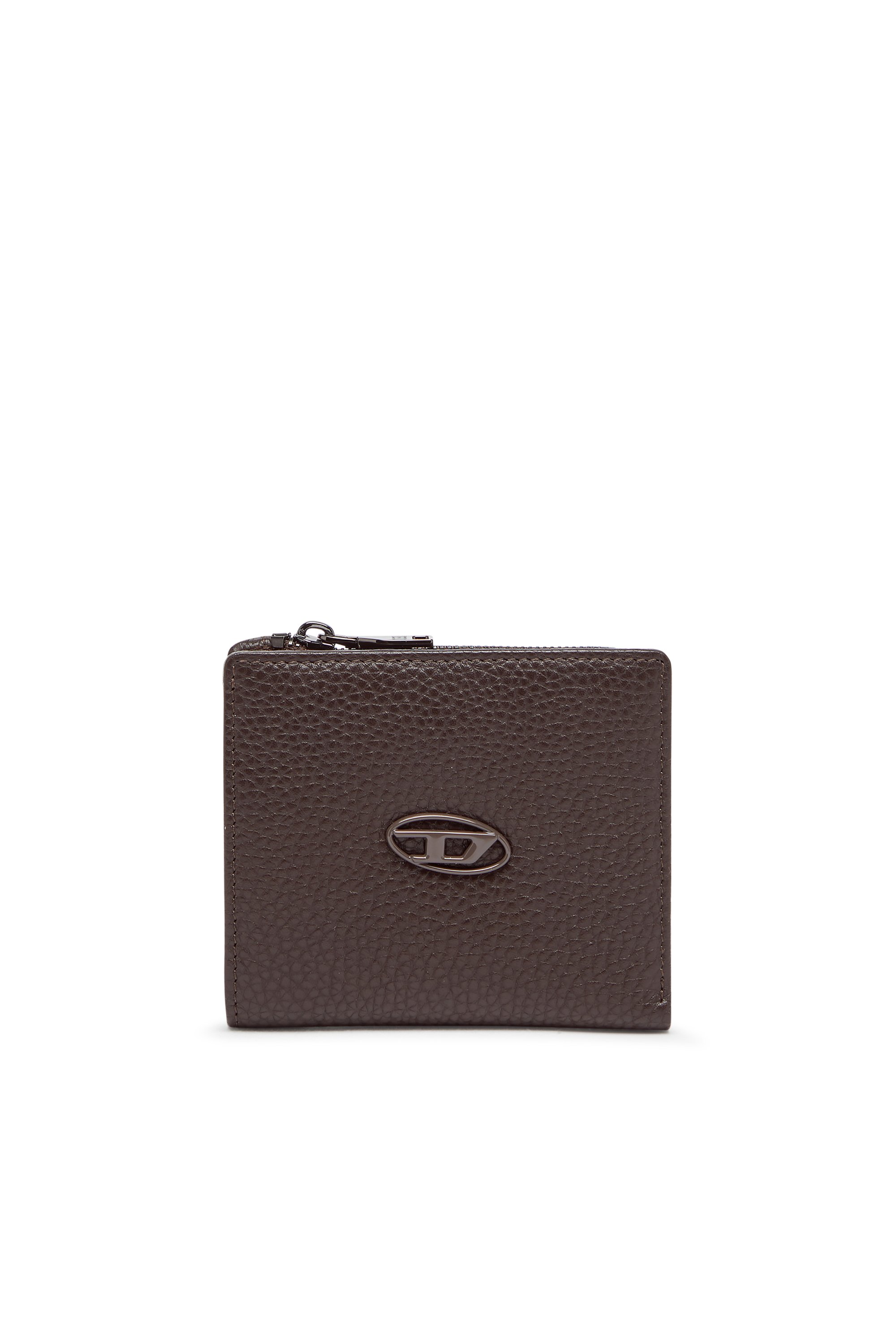 Diesel - HISSU EVO BI FOLD ZIP L, Male's Bi-fold wallet in grainy leather in ブラウン - 1