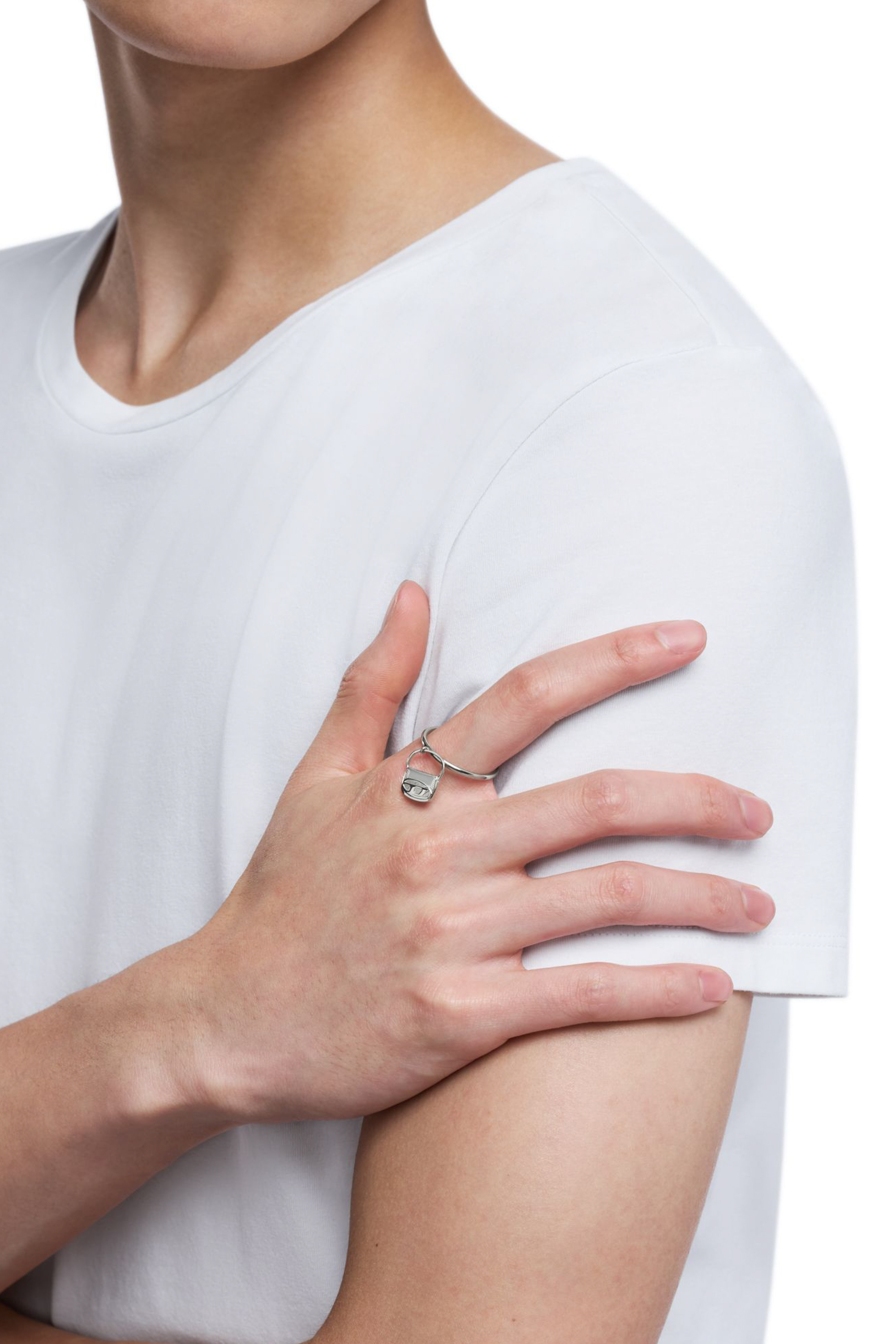 Diesel - DX1619040 JEWELLERY, Unisex's Stainless steel 1dr bag charm ring in シルバー - 5