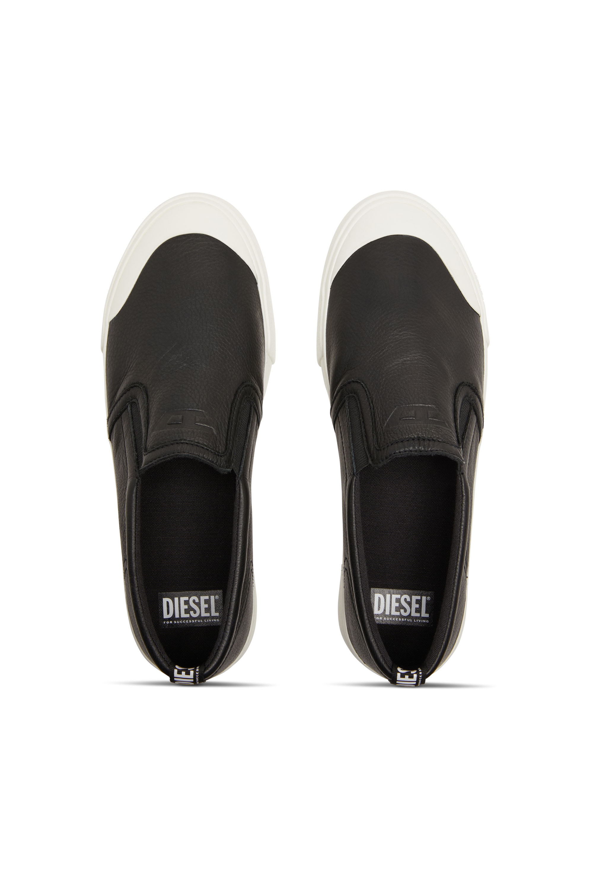 Diesel - S-ATHOS SLIP ON, Male's S-Athos-Slip-on sneakers in plain leather in ブラック - 5