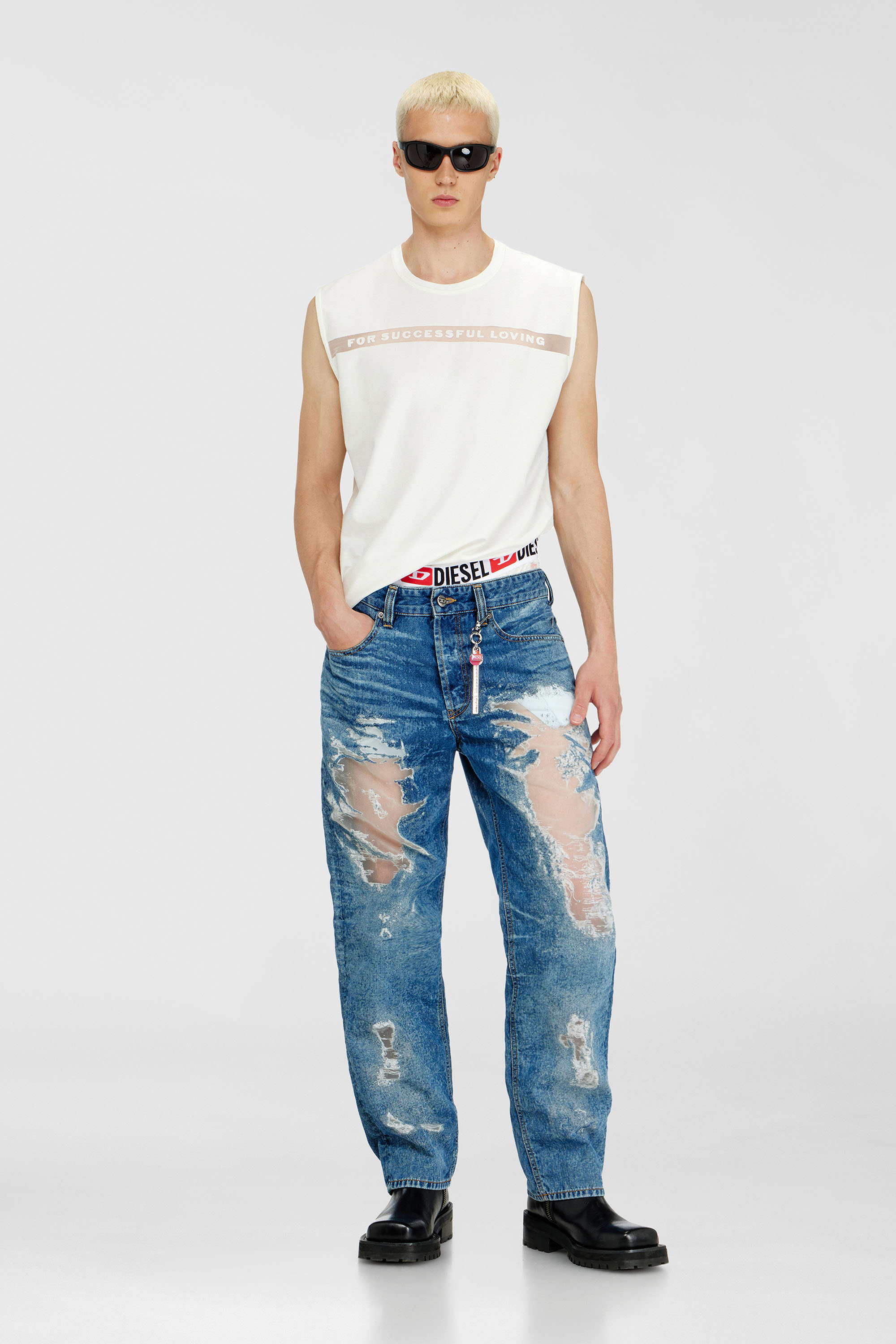 Diesel - PR-T-NORM-BISC-MATI-R, Unisex's Tank top with For Successful Loving logo in ホワイト - 1