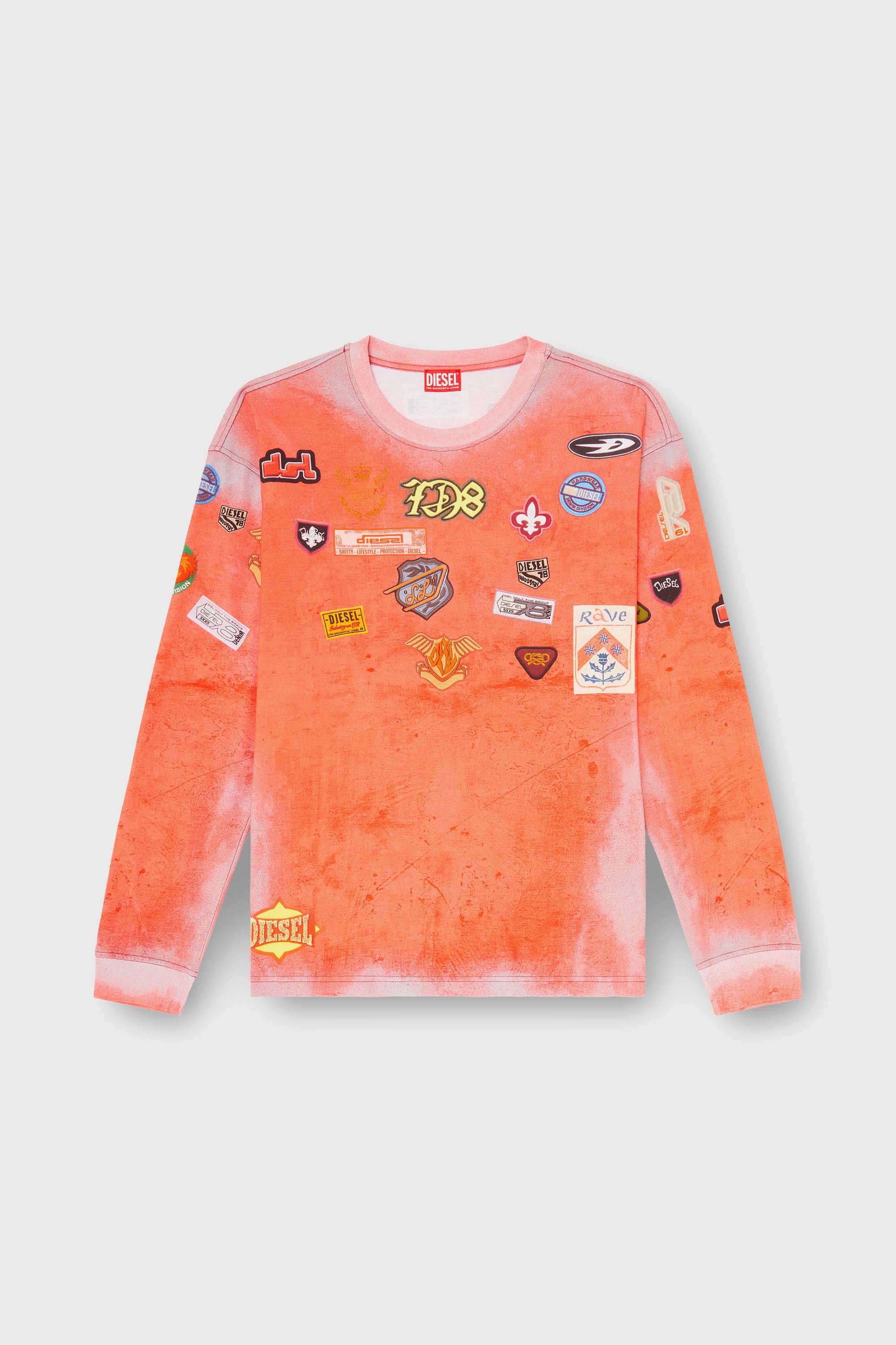 Diesel - T-NORME-LS-PATCHES, Male's 長袖Tシャツ in レッド - 2