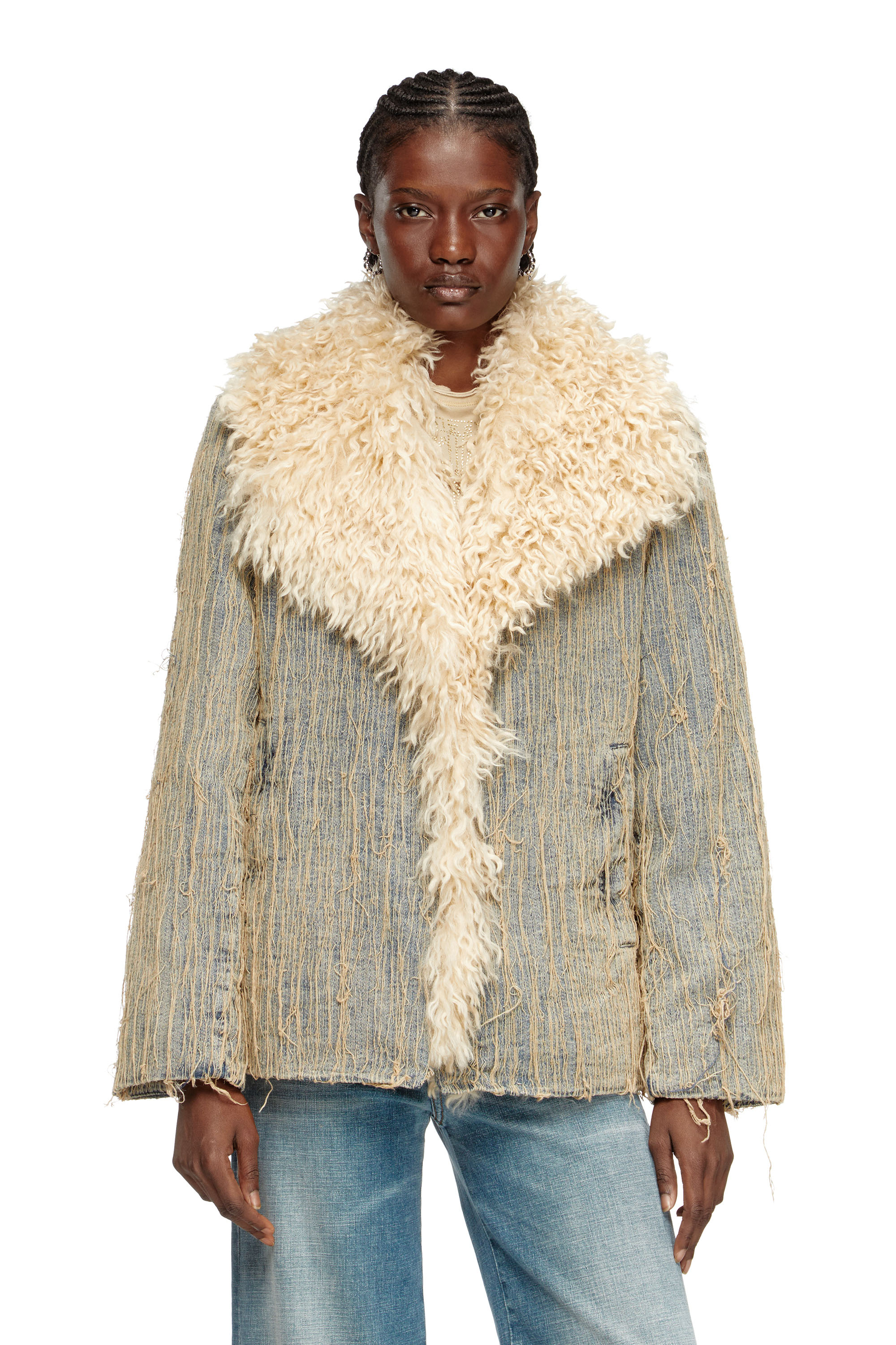 Diesel - DE-ACONIC-S, Female's Jacket in floating-thread jacquard denim in ライトブルー - 3