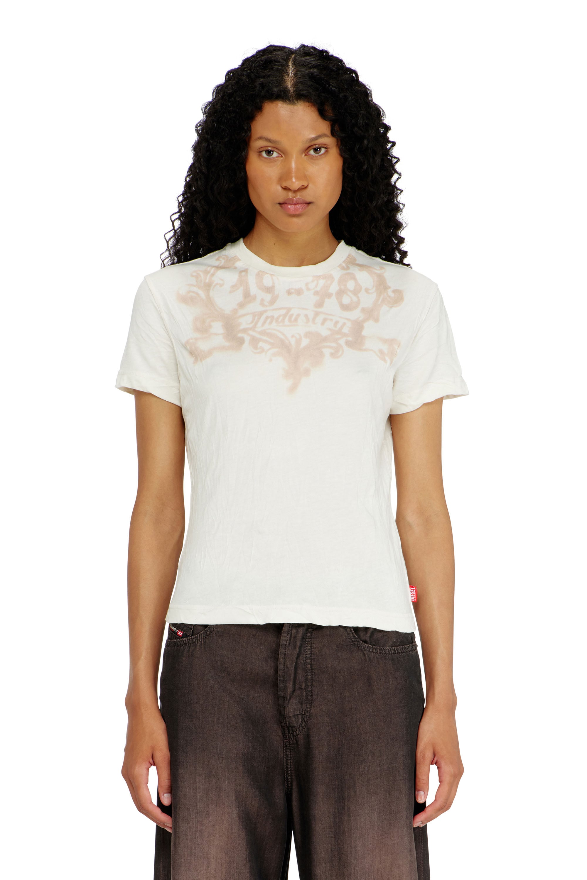 Diesel - T-ILA-AA5, Female's Tシャツ in ホワイト/ピンク - 1