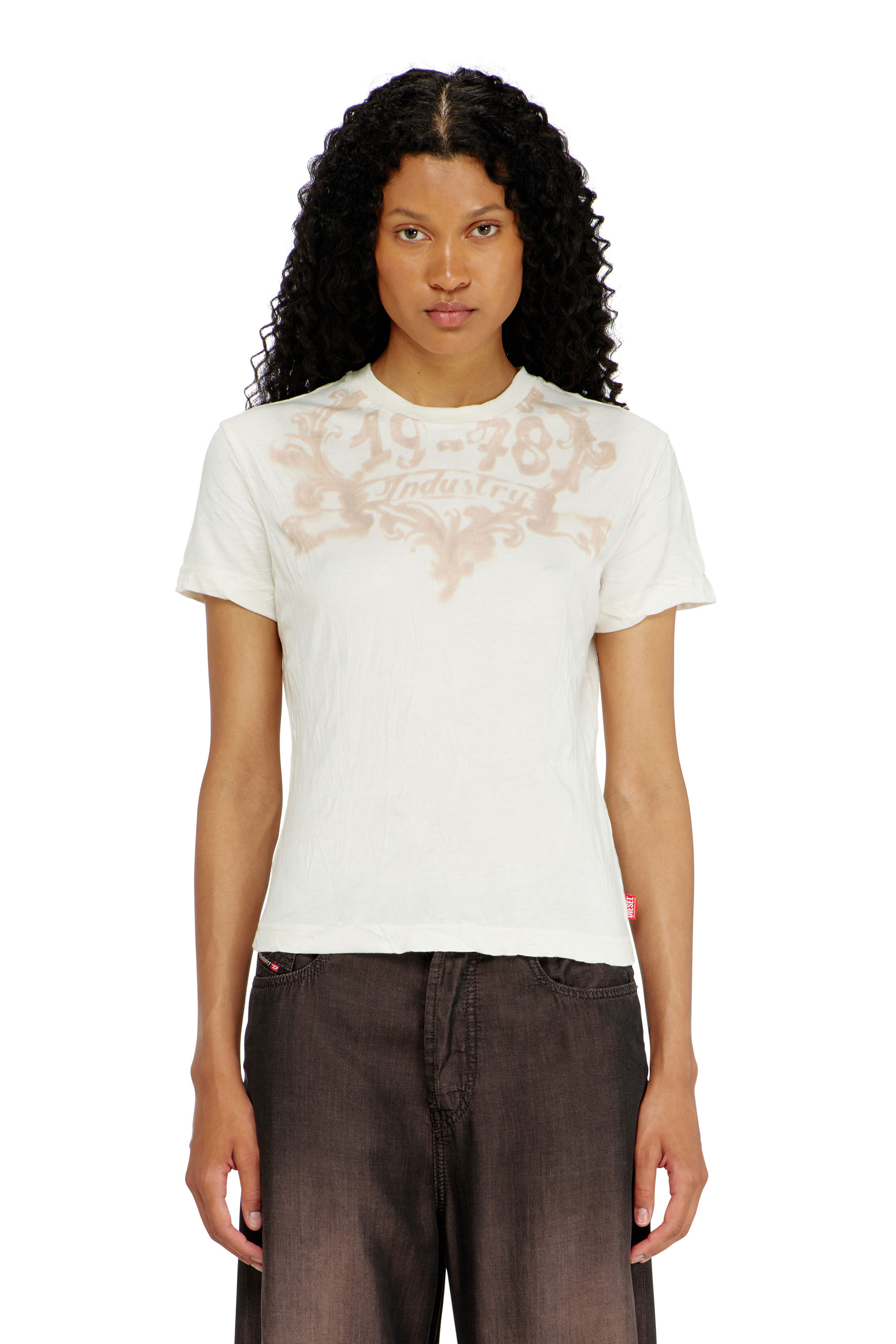 Diesel - T-ILA-AA5, Female's Tシャツ in ホワイト/ピンク - 3