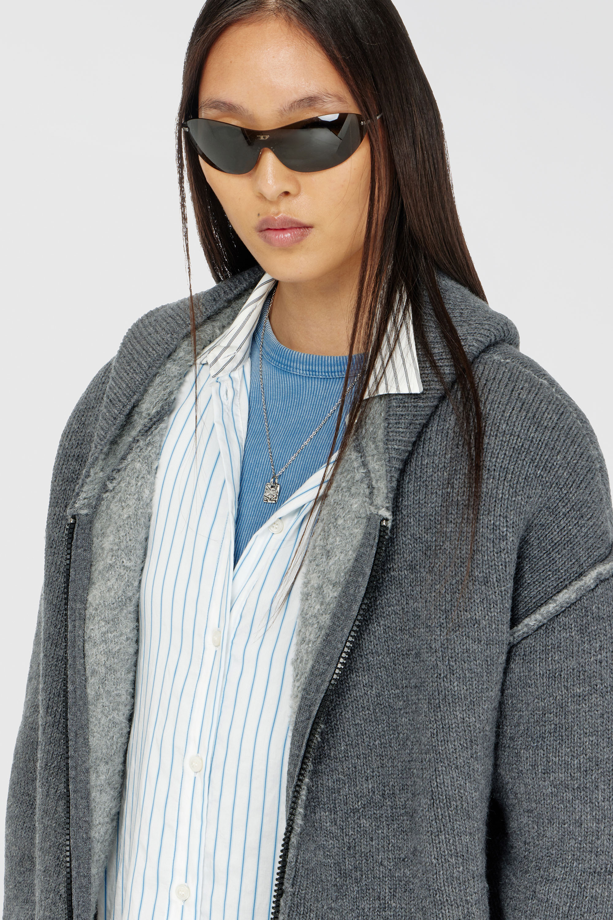Diesel - M-BOUBLE, Female's ジップアップカーディガン in グレー - 4