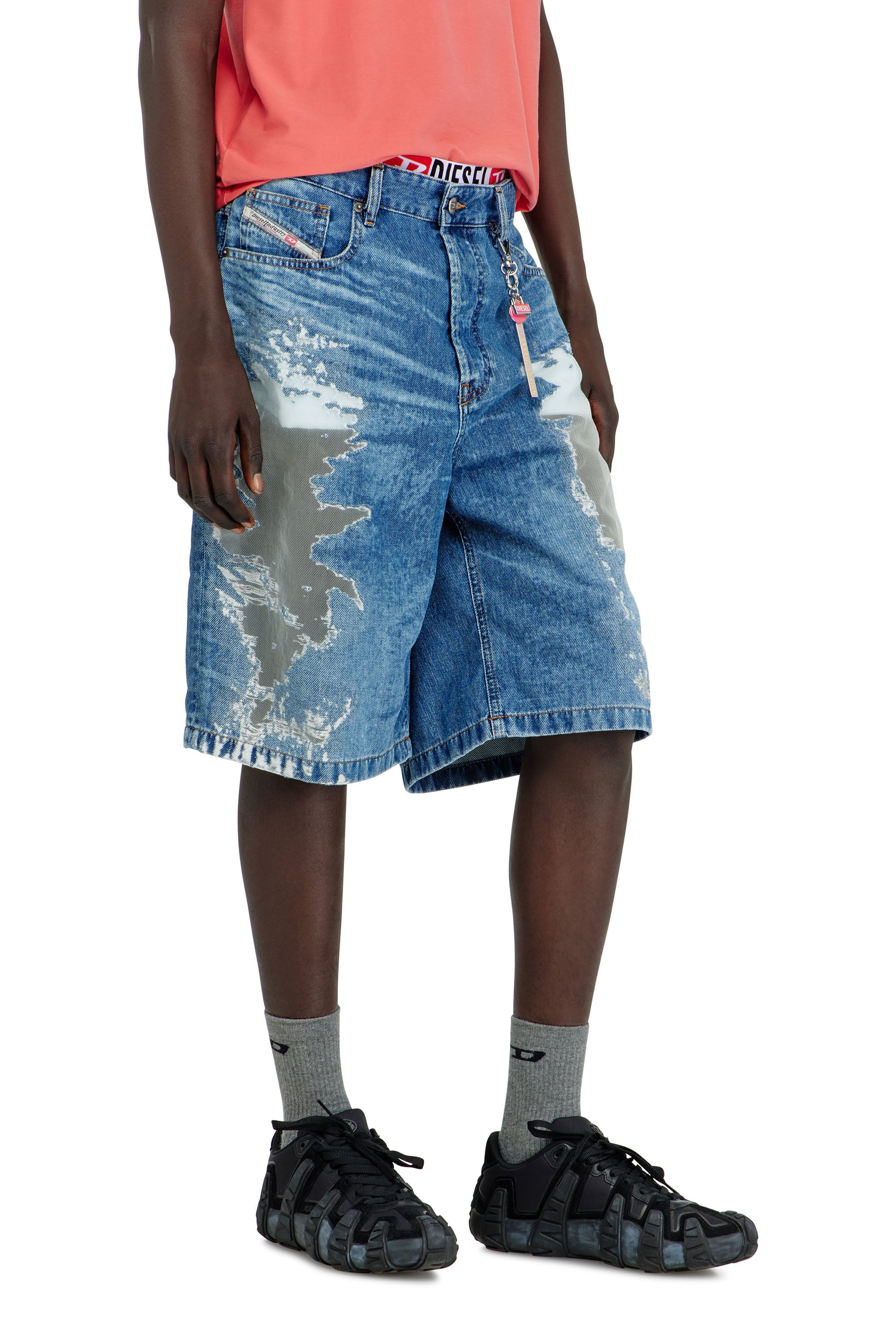 Diesel - PR-DE-SIRE-SHORT, Unisex's Shorts in devor&eacute; denim in ミディアムブルー - 7