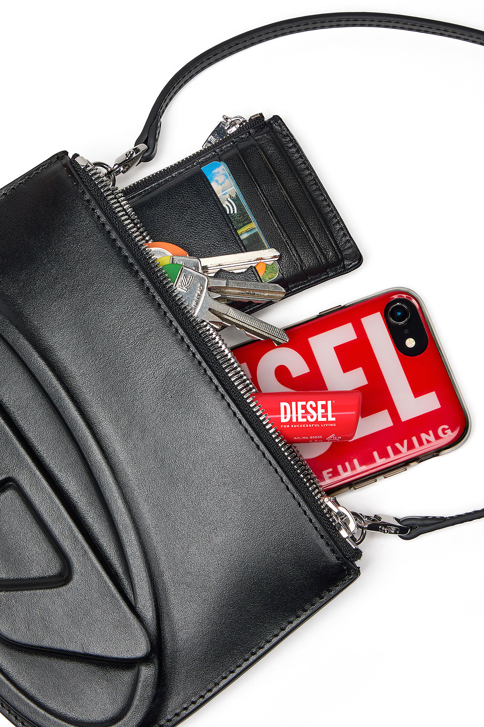 Diesel - 1DR TWIN, Female's 1DR Twin-Double-pouch shoulder bag in printed leather in ブラック - 7