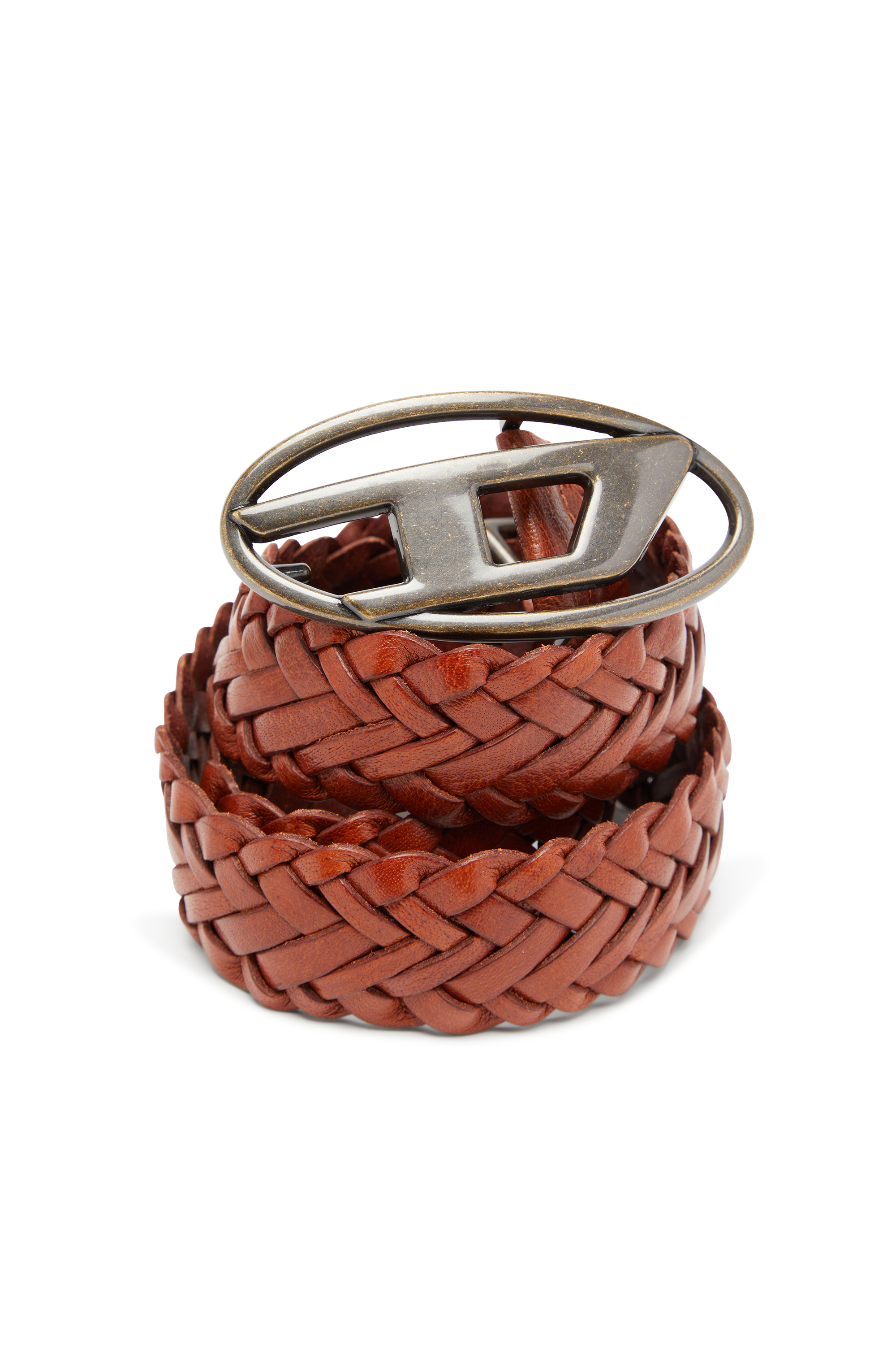 Diesel - B-1DR BRAIDERED, Unisex's 4 cm braided leather belt in ブラウン - 3