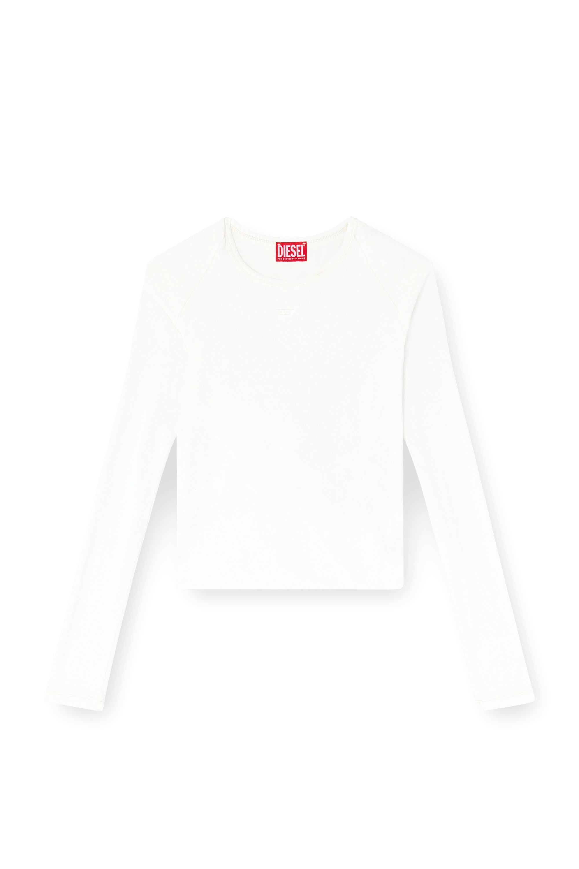 Diesel - T-ASAY-PL, Female's Rucked-up long-sleeve T-shirt in double-layer jersey in ホワイト - 3