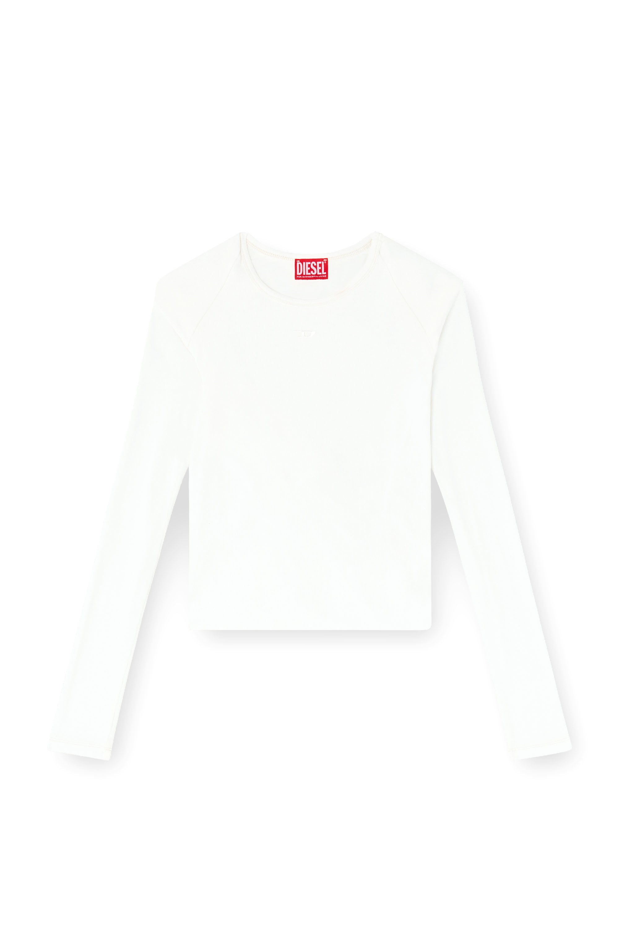 Diesel - T-ASAY-PL, Female's Rucked-up long-sleeve T-shirt in double-layer jersey in ホワイト - 2