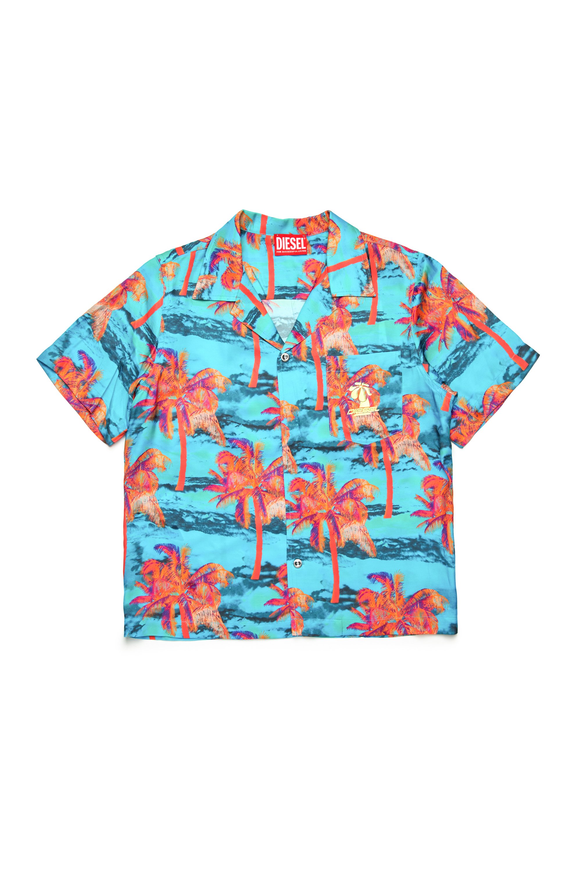 Diesel - MCBMOWTADRIAN, Male's Bowling shirt with palm tree motif in マルチカラー/ブルー - 1