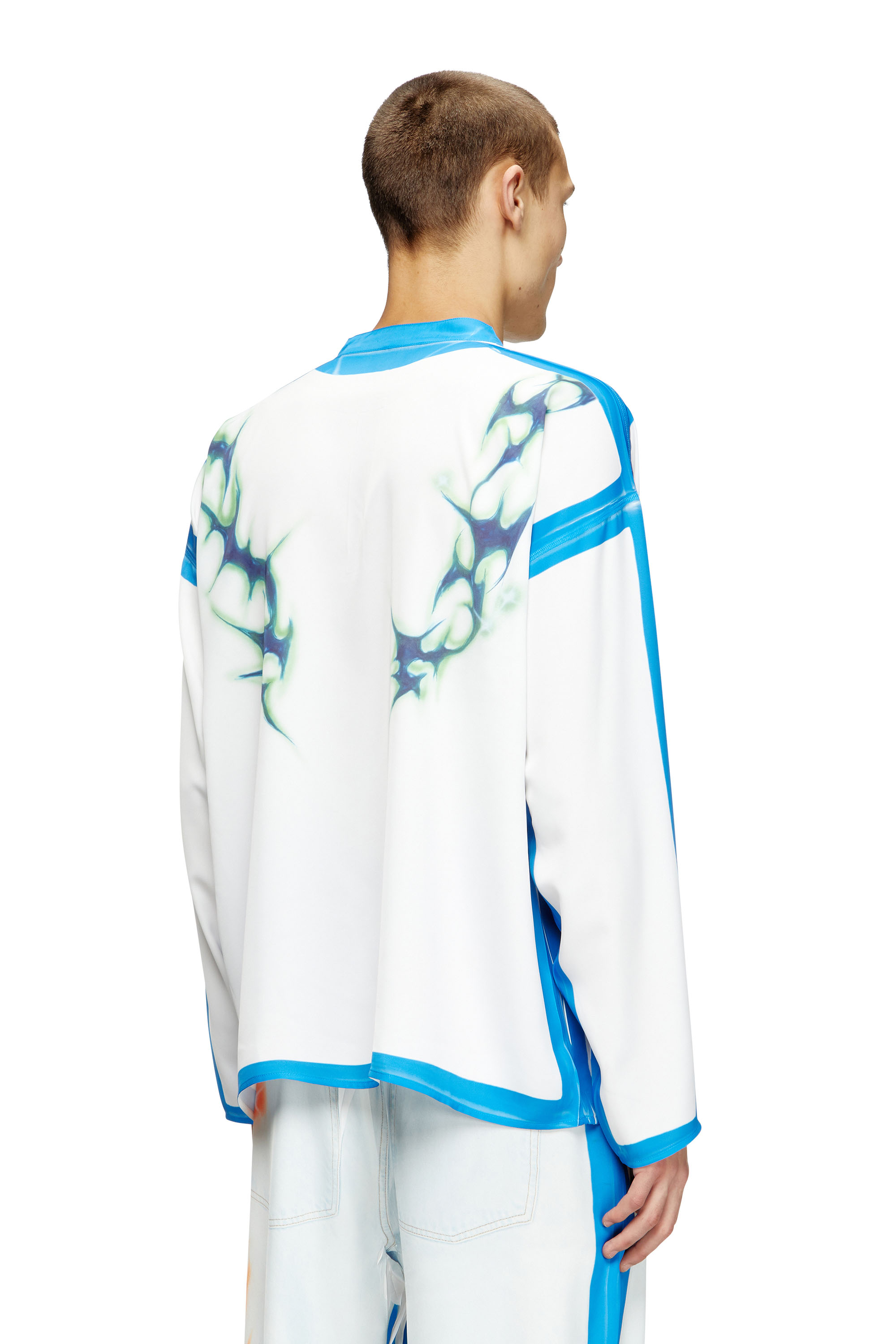 Diesel - T-OLAVI-A-SER-GRAFFITI-JAP, Unisex's Long-sleeve T-shirt with graffiti print in ブルー/ホワイト - 3
