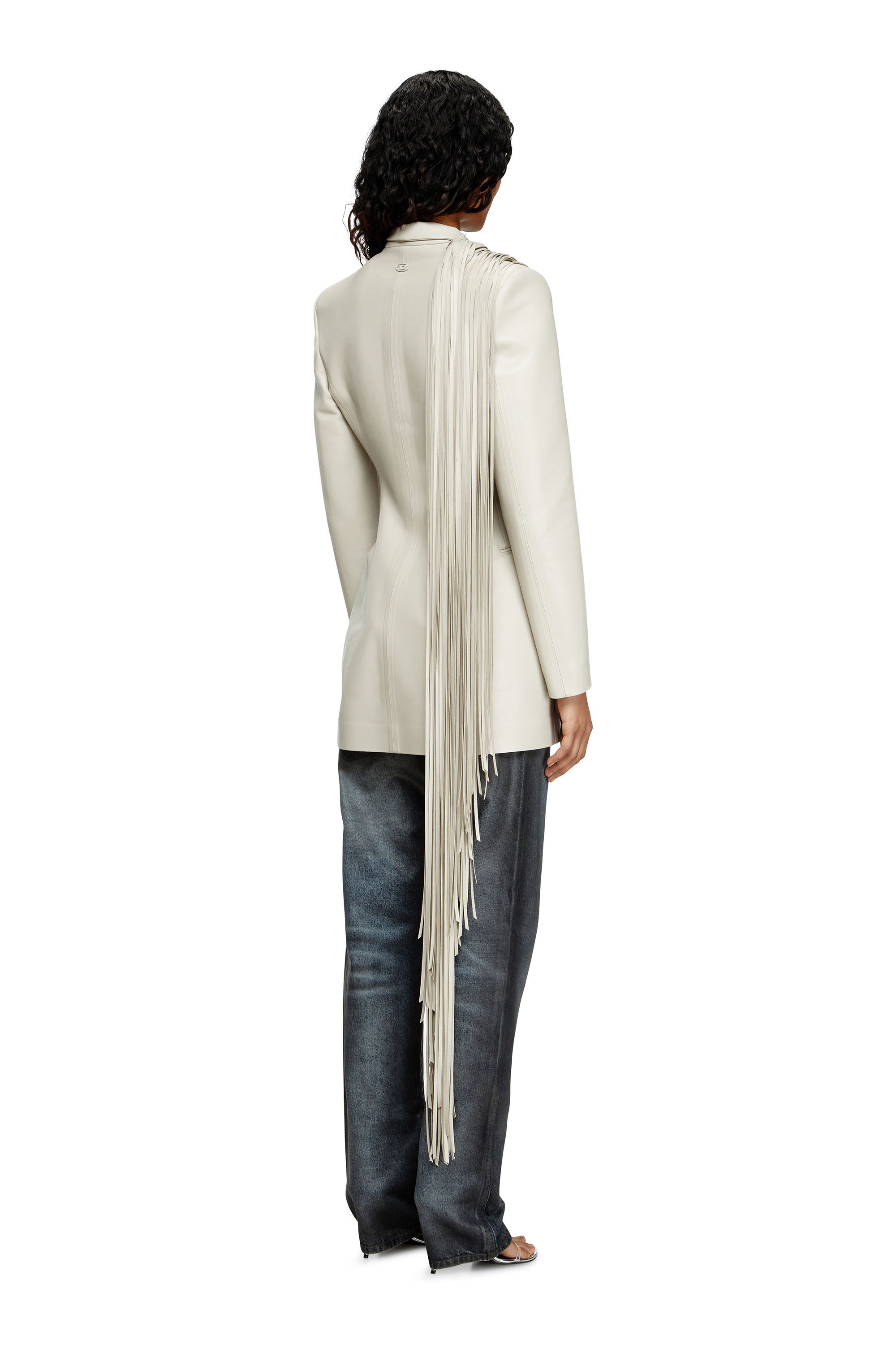 Diesel - G-SHANK, Female's Short coat with shredded scarf fringing in ライトグレー - 5