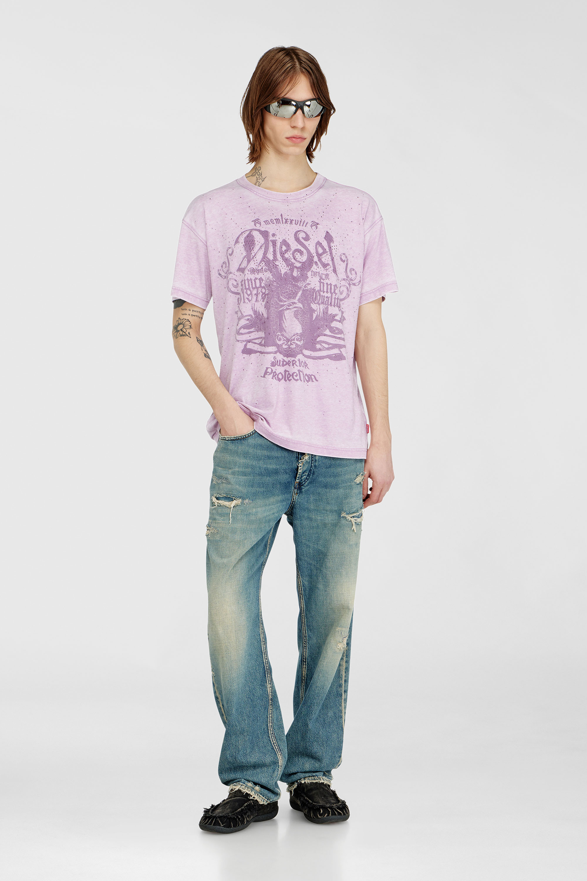 Diesel - T-NORM-AA8, Male's Tシャツ in ライラック - 1
