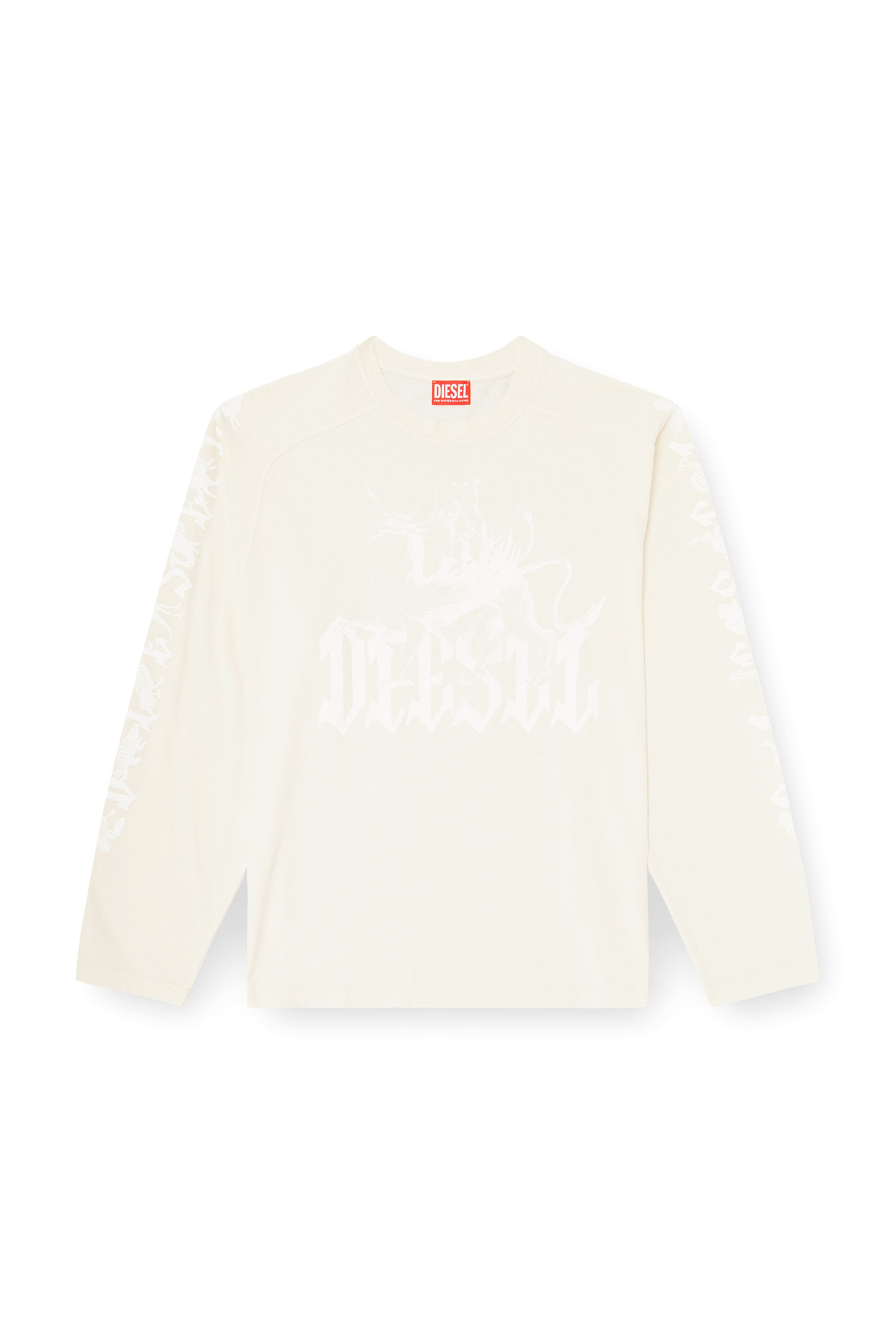 Diesel - T-KIMMO, Male's Long-sleeve T-shirt in cotton and hemp in ホワイト - 2