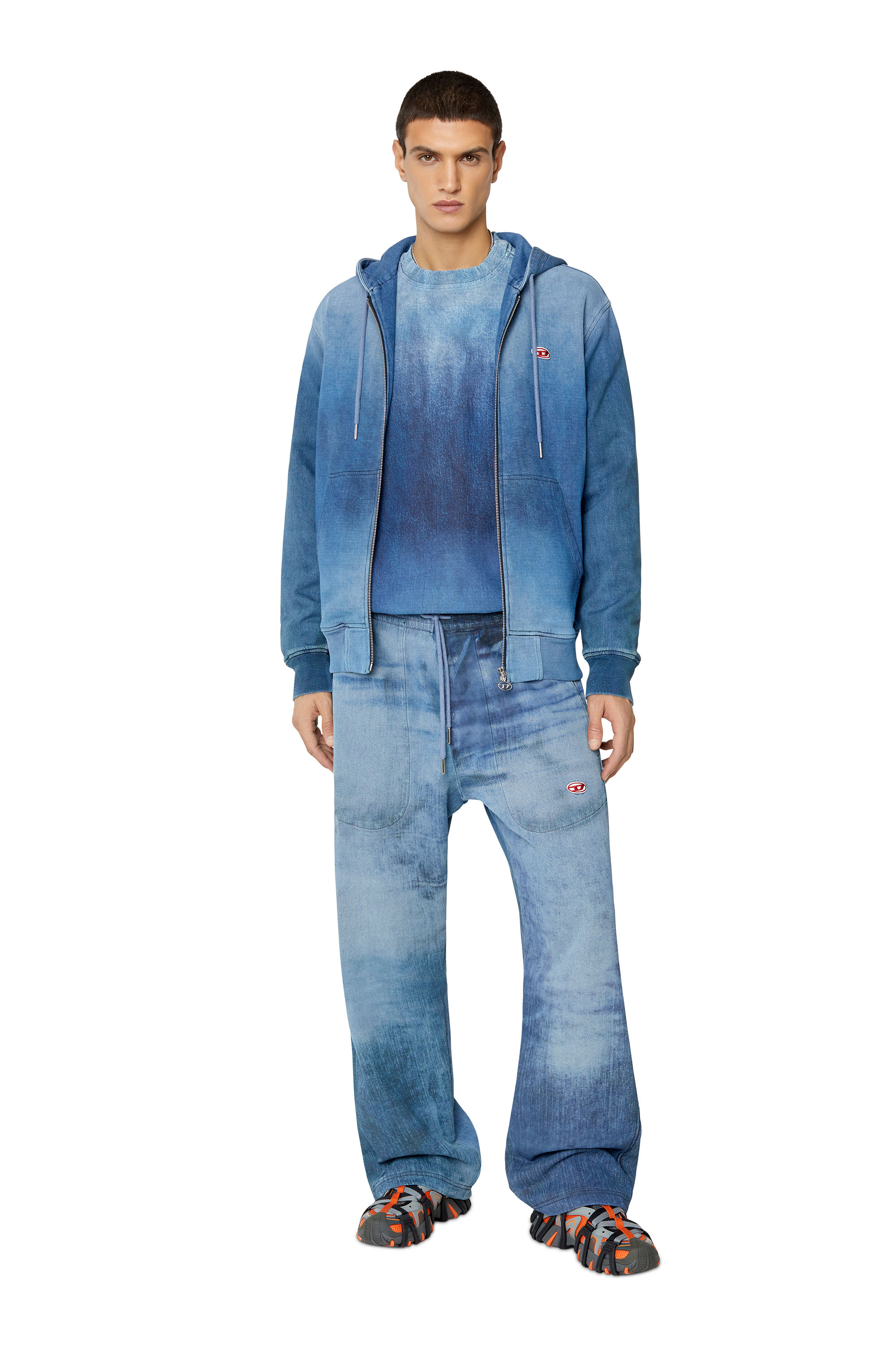 Diesel - D-GIR TRACK DENIM HOODIE, ミディアムブルー - Image 5