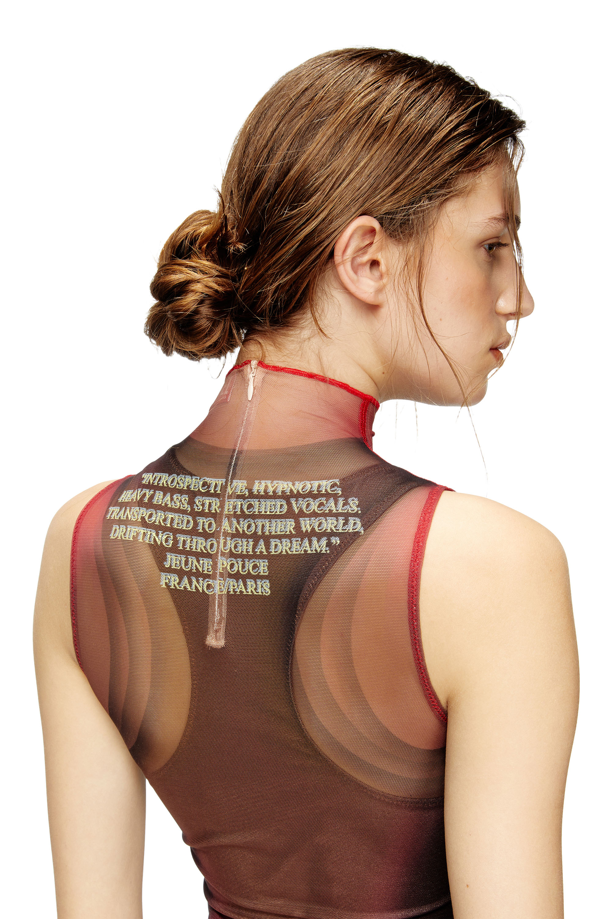 Diesel - D-AGNEC, Female's Layered vest dress with lyrics print in ブラウン - 5