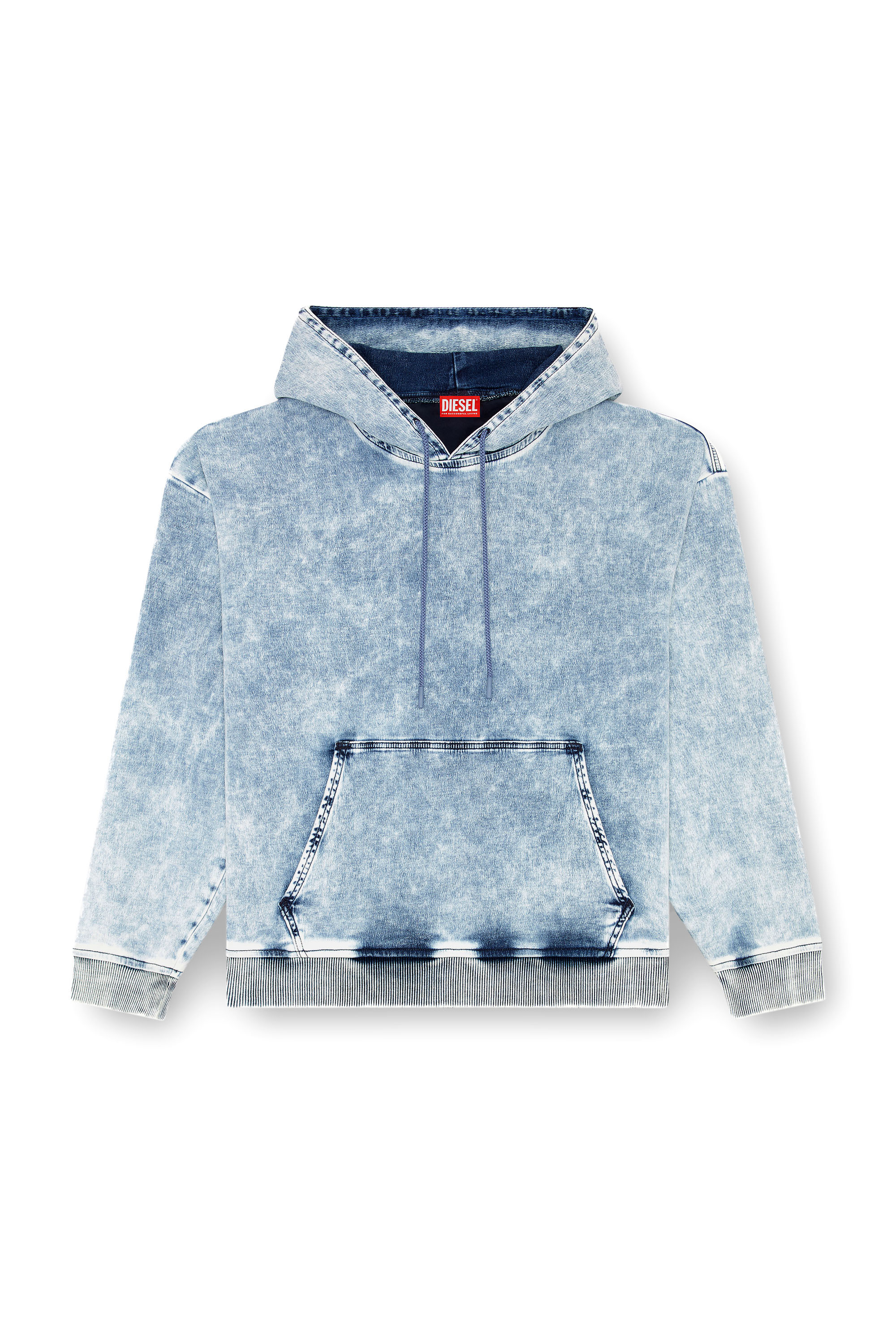 Diesel - D-UM-RIB-S2 TRACK, Unisex's Sweatshirt in Track Denim with Oval D in ライトブルー - 3