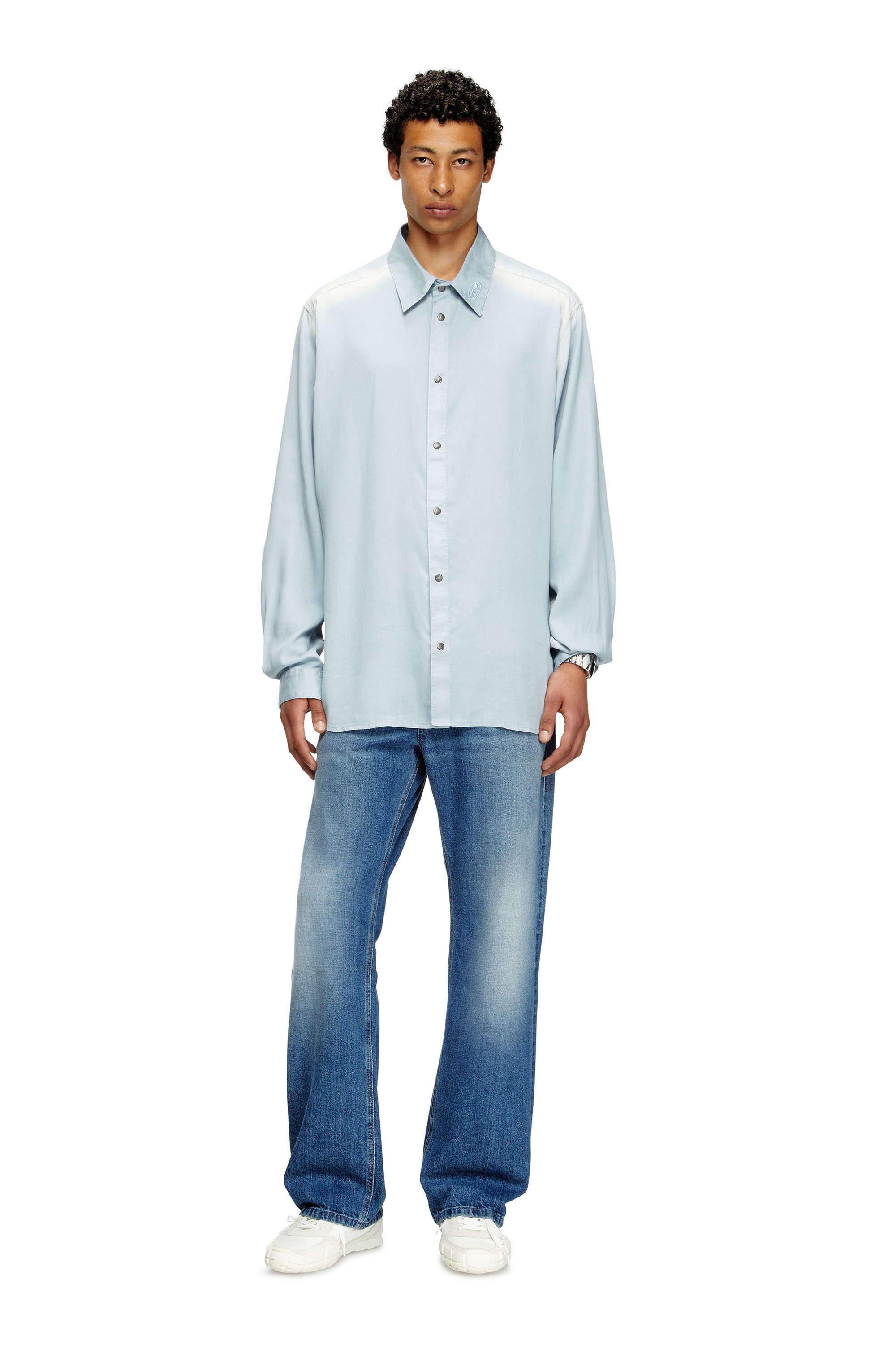 Diesel - S-SIMPLY-JLCI, Male's Shirt in faded twill in ライトブルー - 2