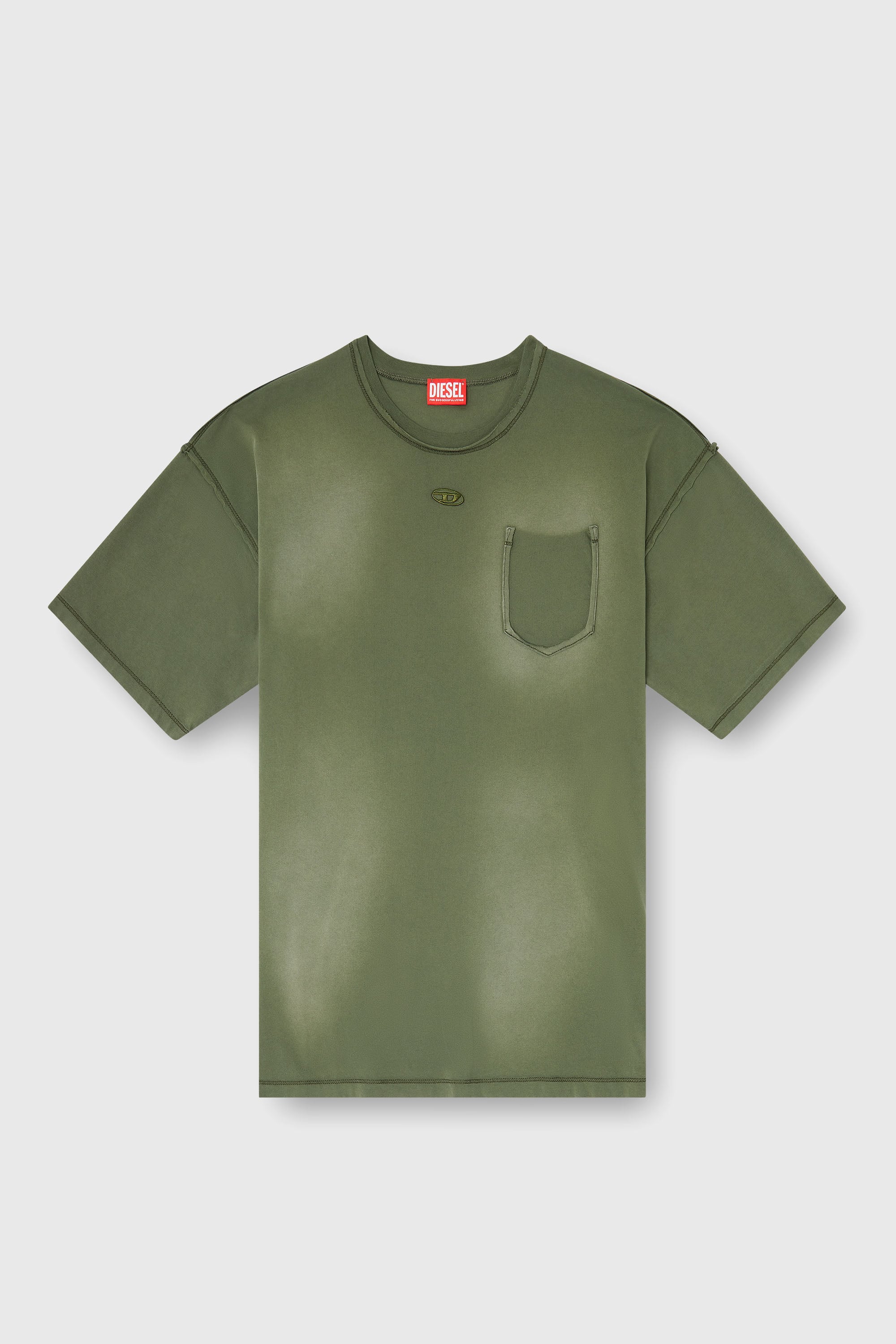 Diesel - T-POCK, Male's Tシャツ in ミリタリーグリーン - 2