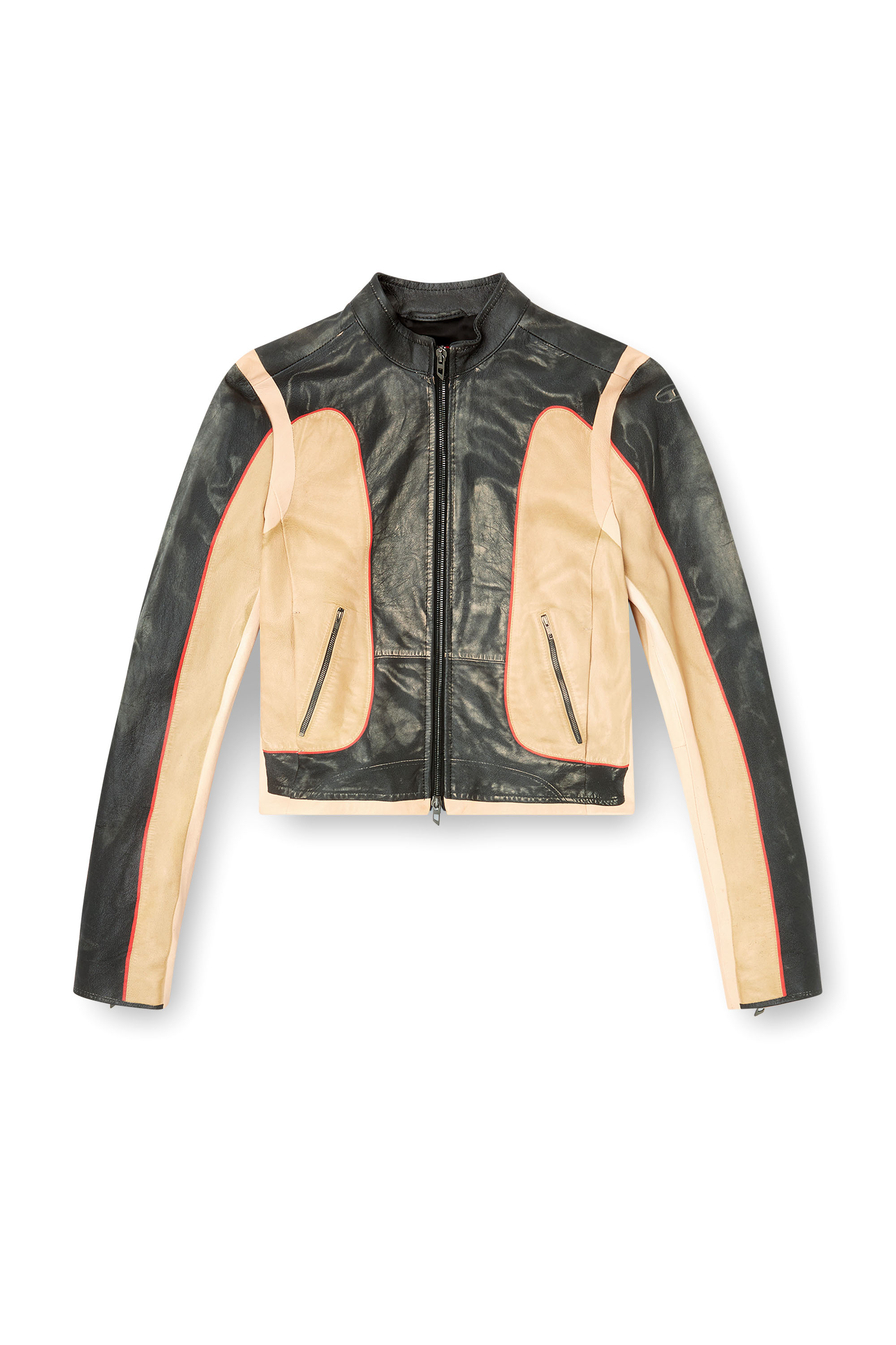 Diesel - L-OONIE, Female's レザージャケット in ベージュ/ブラック - 3