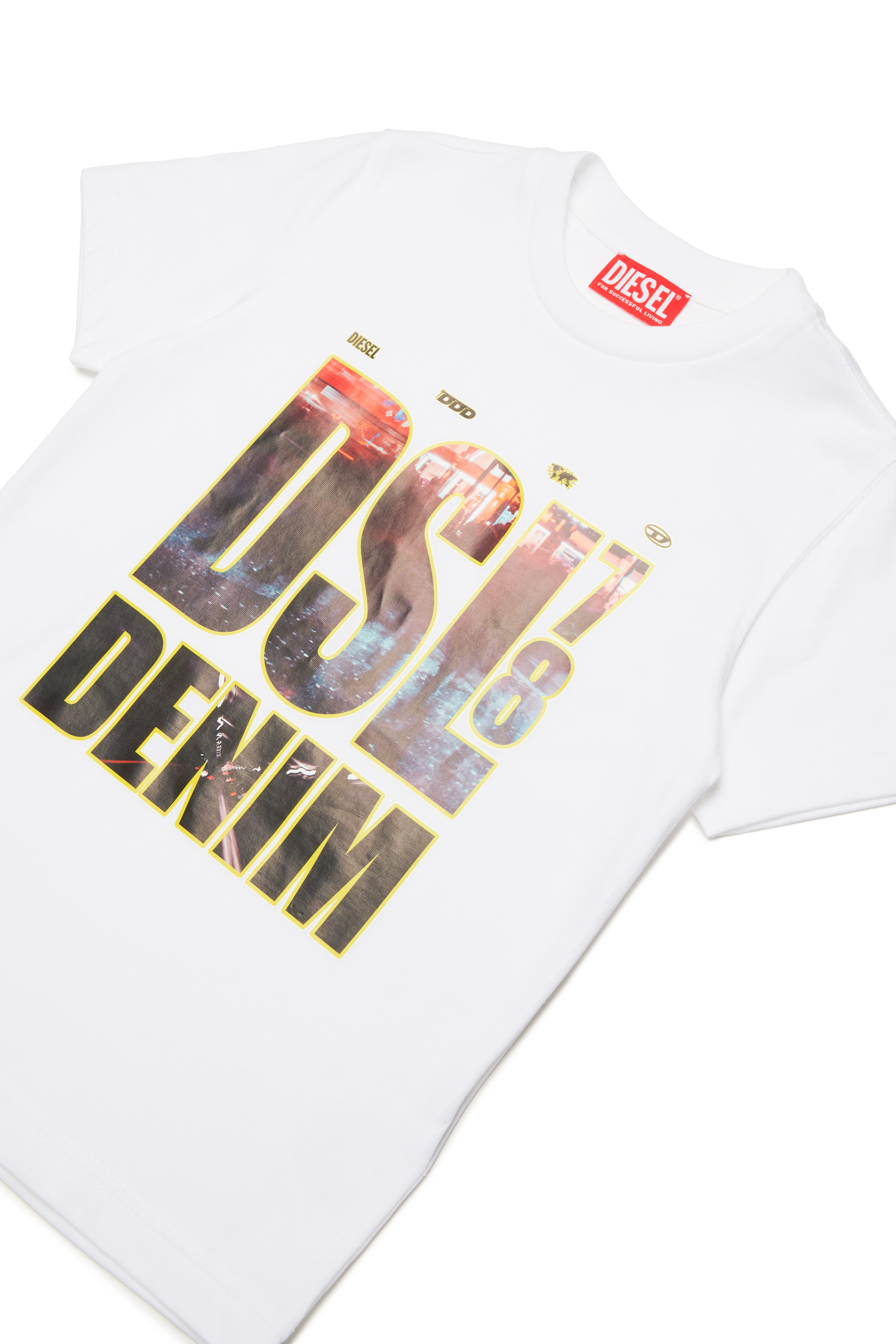 Diesel - TDIEGORL7, Male's T-shirt with photo Diesel Denim 78 print in ホワイト - 3