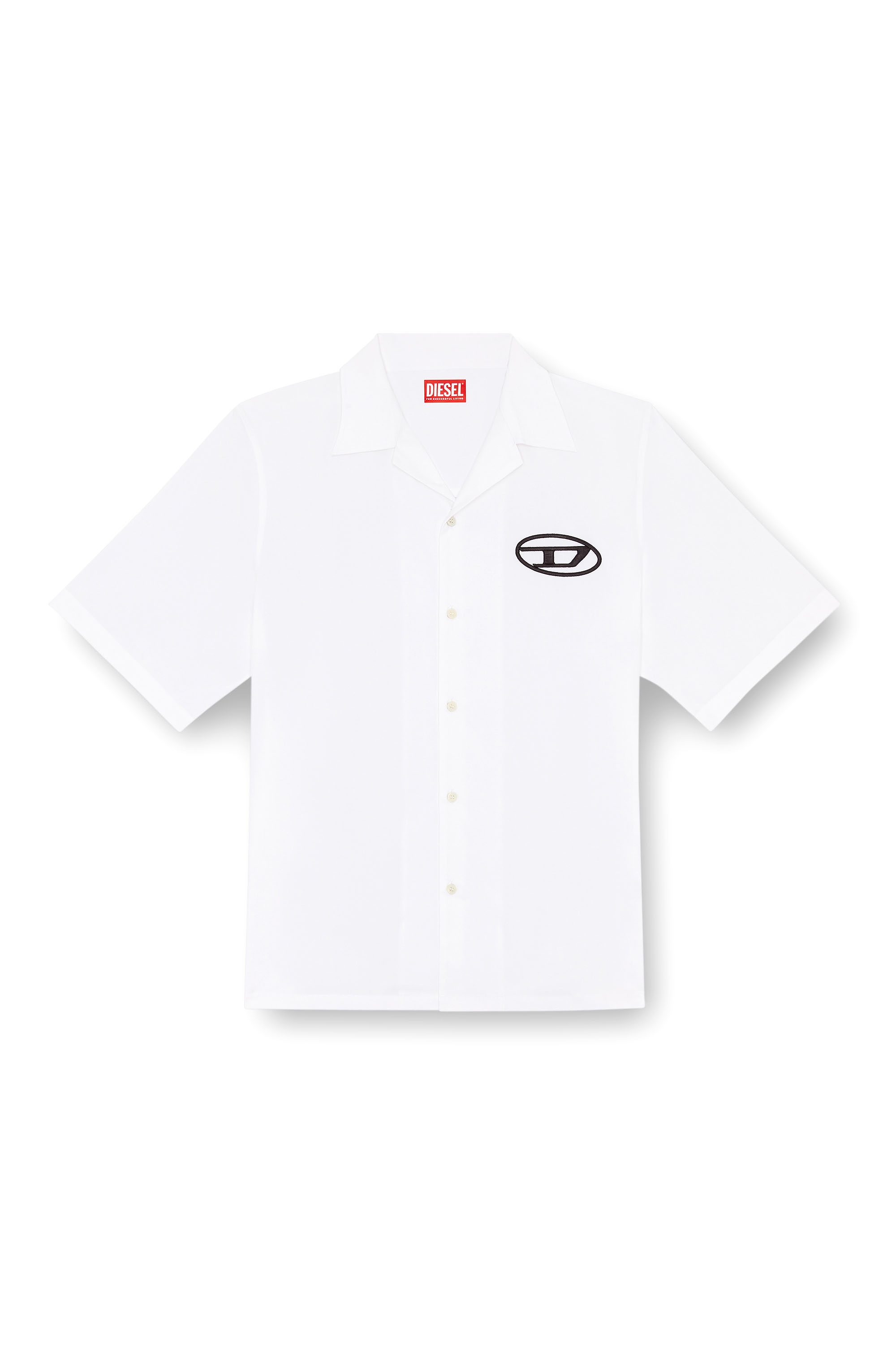 Diesel - S-MAC-C, Male's Bowling shirt with logo embroidery in ホワイト - 3