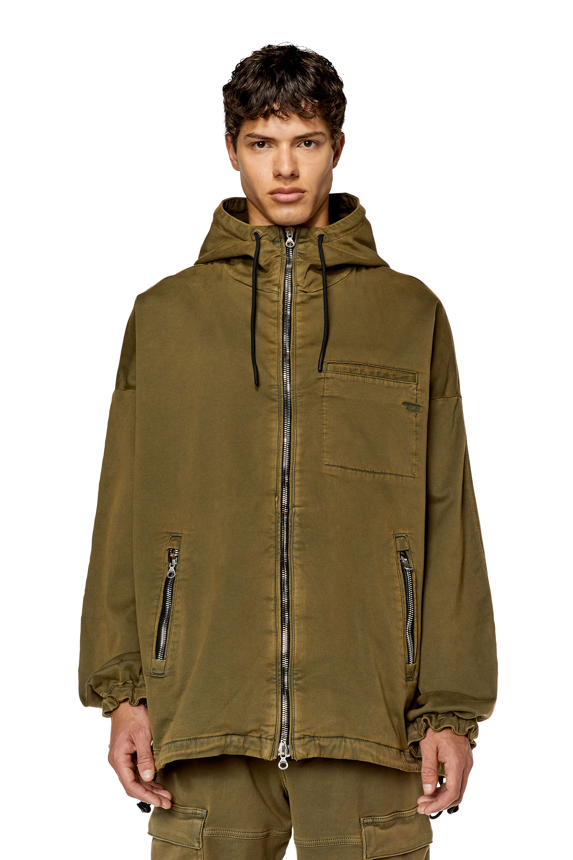 D-HENNES JOGG デニム ジャケット フーデッド スウェットデニム
