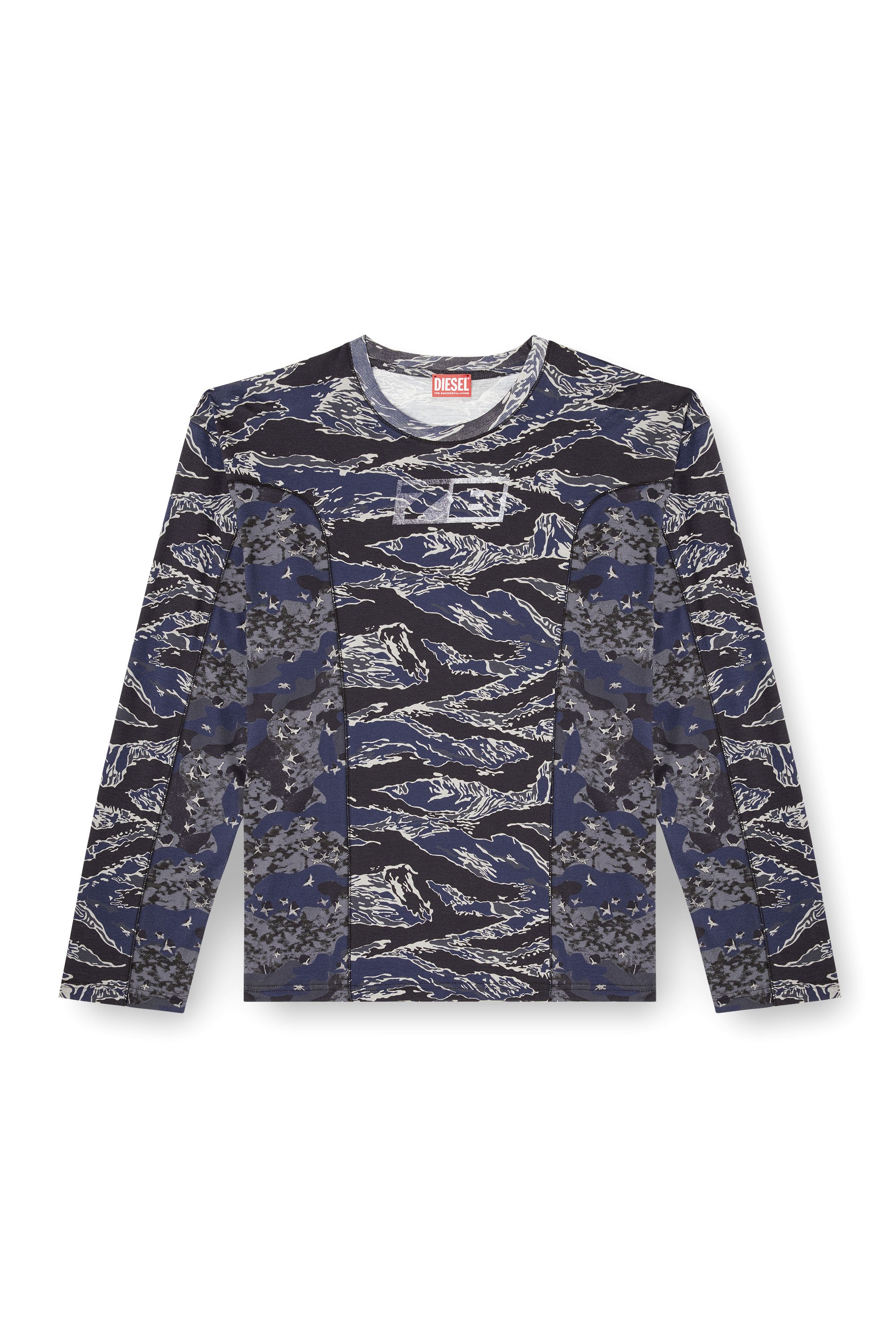 Diesel - T-BOXT-LS-CURT, Male's Long-sleeve T-shirt with mixed camo prints in null - 3