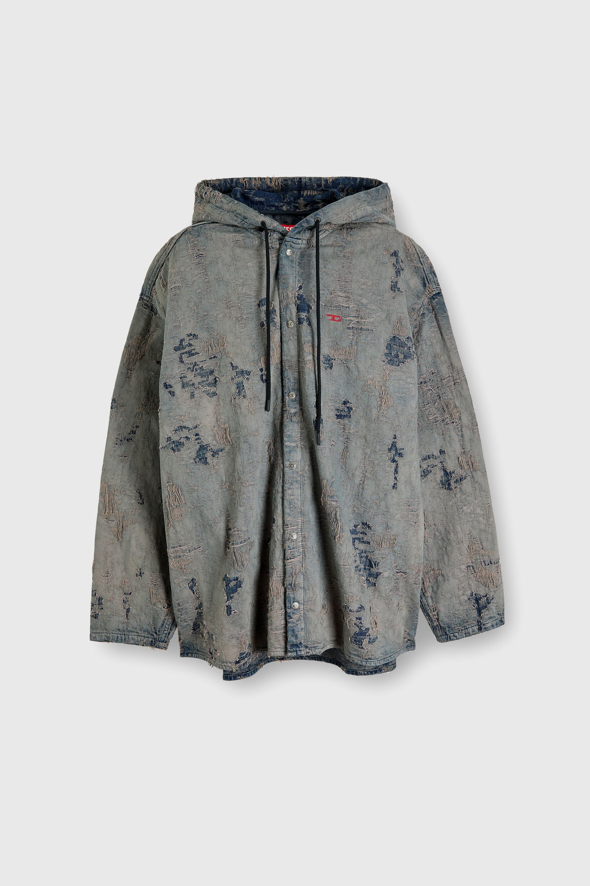 Diesel - D-DEWNY-HOOD, Male's デニムシャツ in ダークブルー - 2