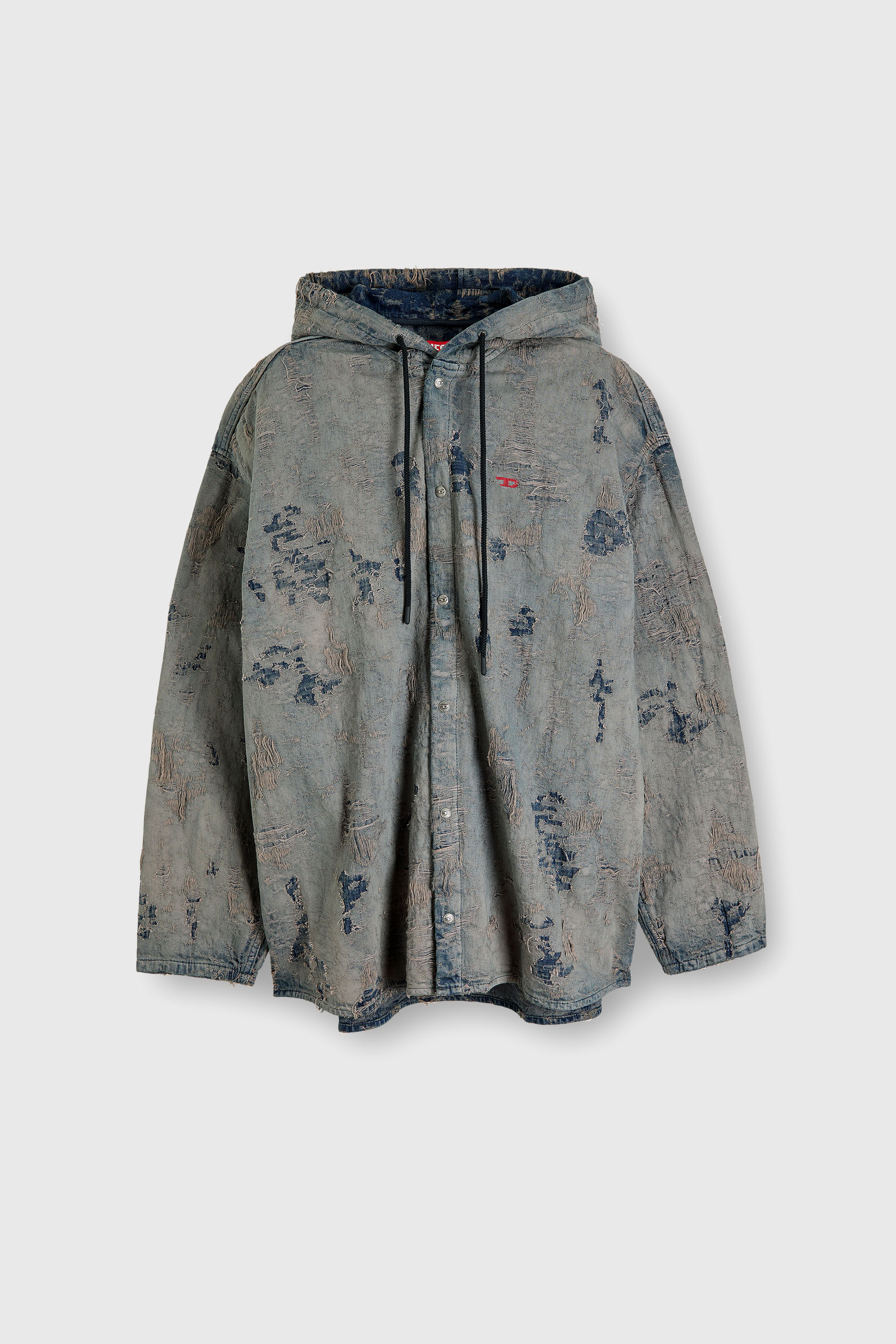Diesel - D-DEWNY-HOOD, Male's デニムシャツ in ダークブルー - 2