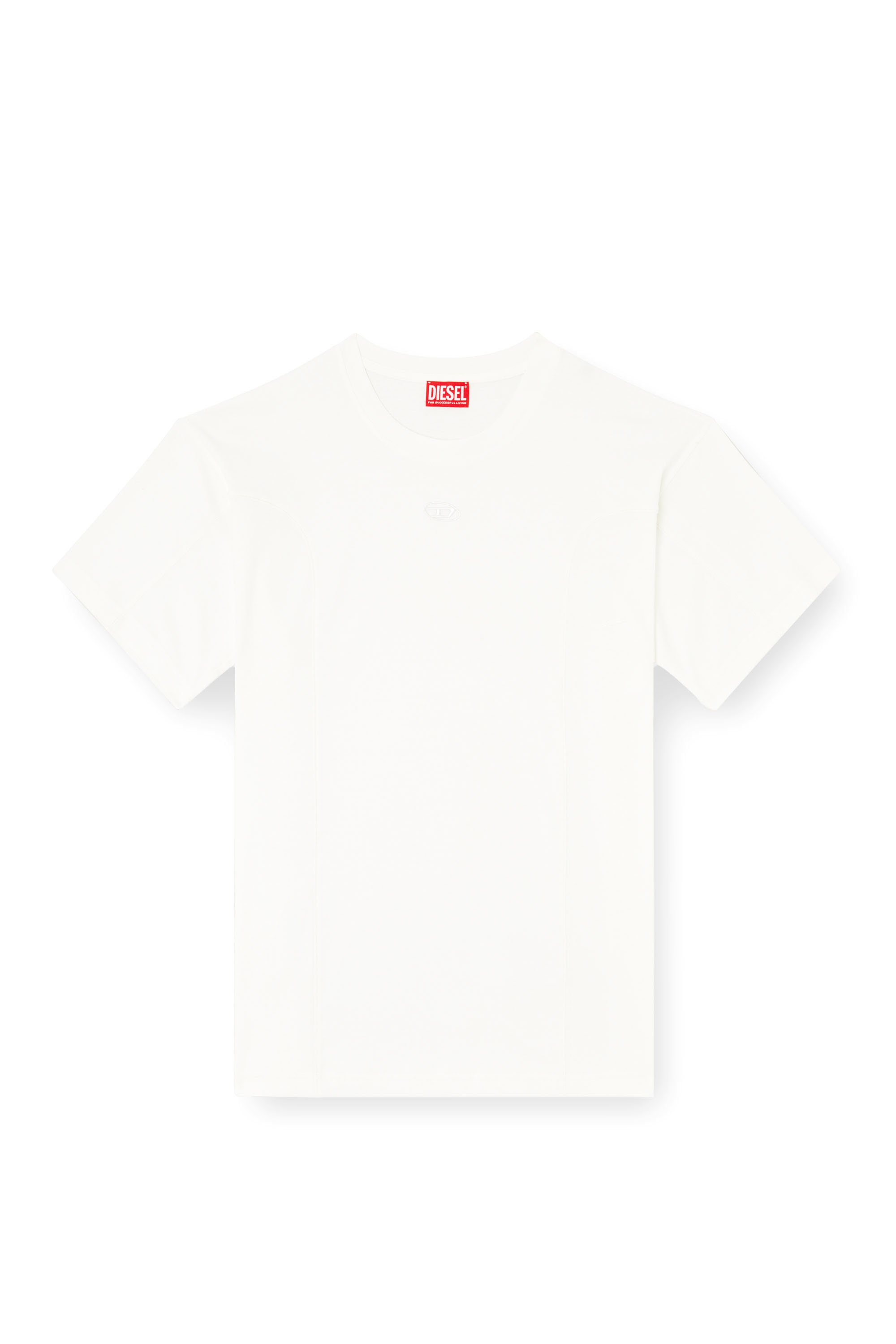 Diesel - T-NORM-INT, Male's Short-sleeve T-shirt with panels in ホワイト - 3