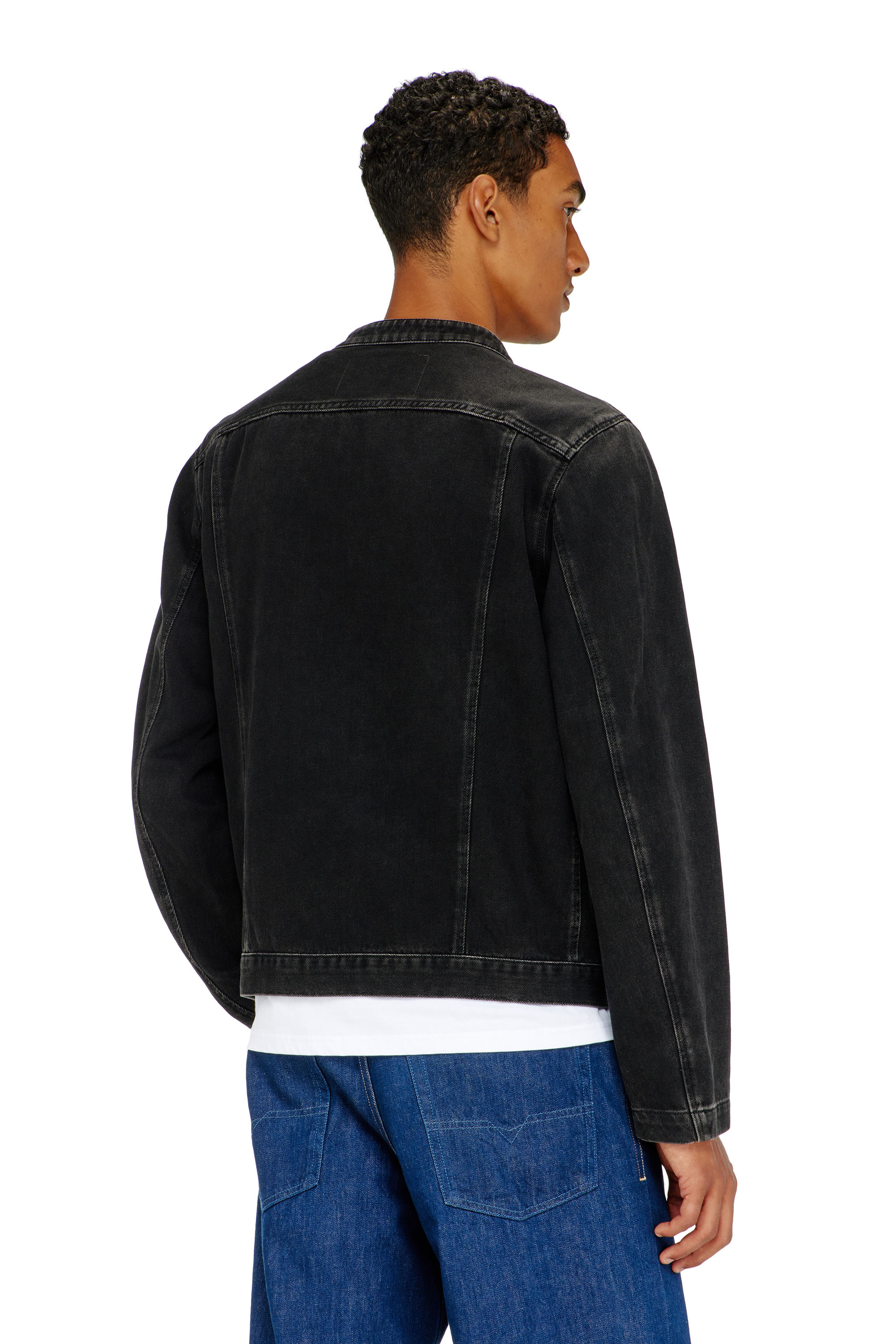 Diesel - D-GLORY, Male's Moto jacket in clean-wash denim in ブラック - 5