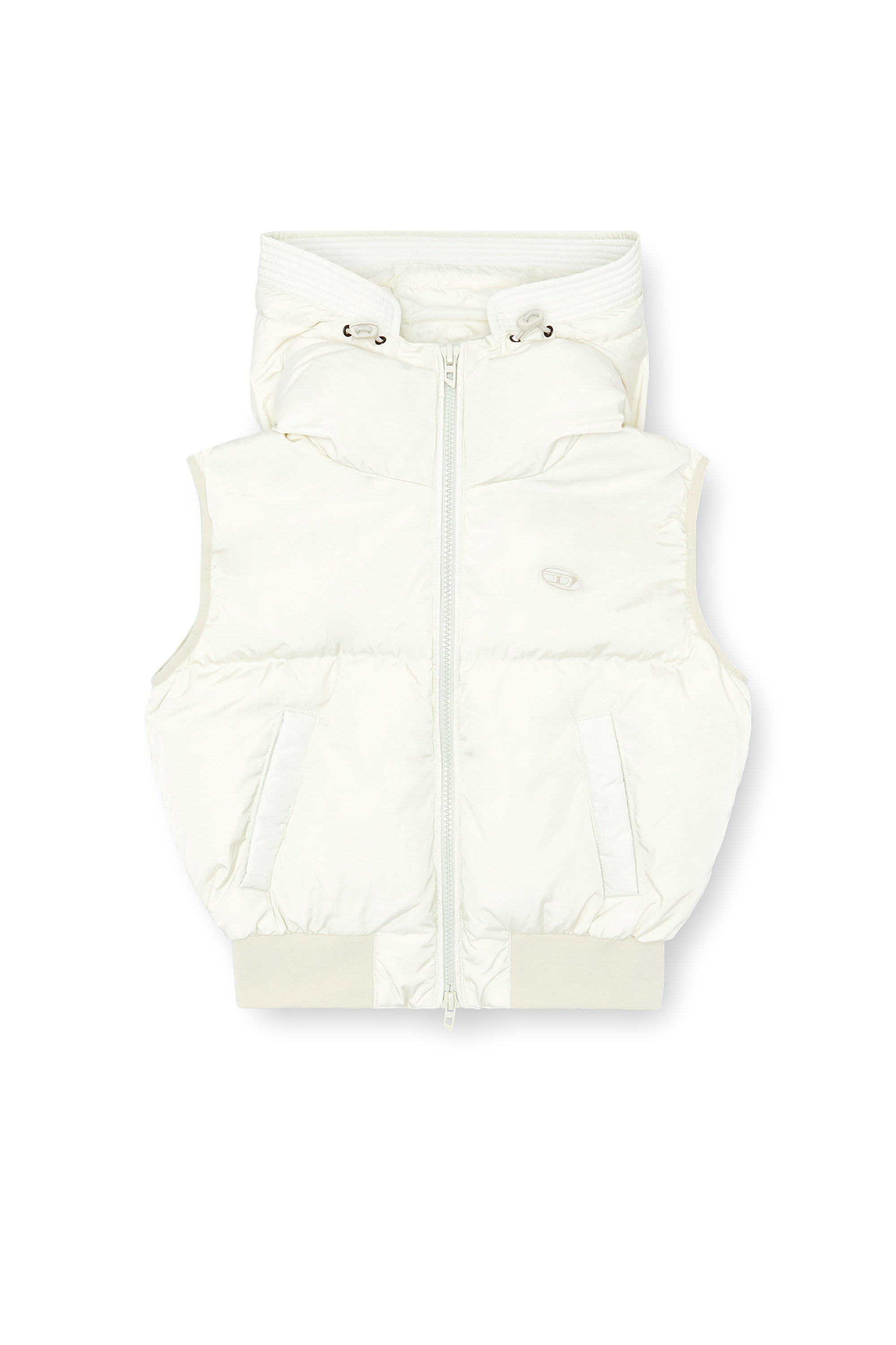 Diesel - W-PEYT-SSL-NEW-P1, Female's Hooded down vest in crinkled nylon in ホワイト - 2