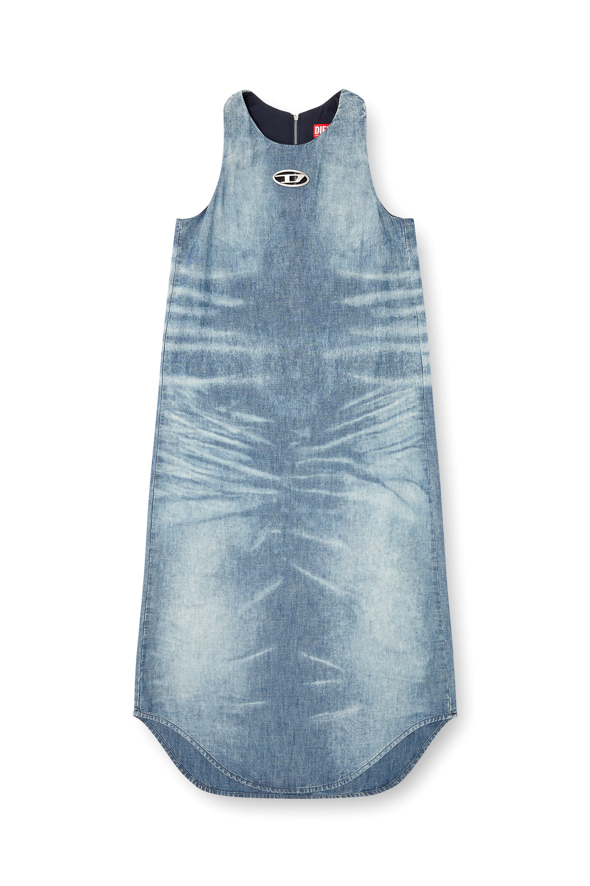 Diesel - DE-LINA-S, Female's Long dress in marbled denim in ライトブルー - 3