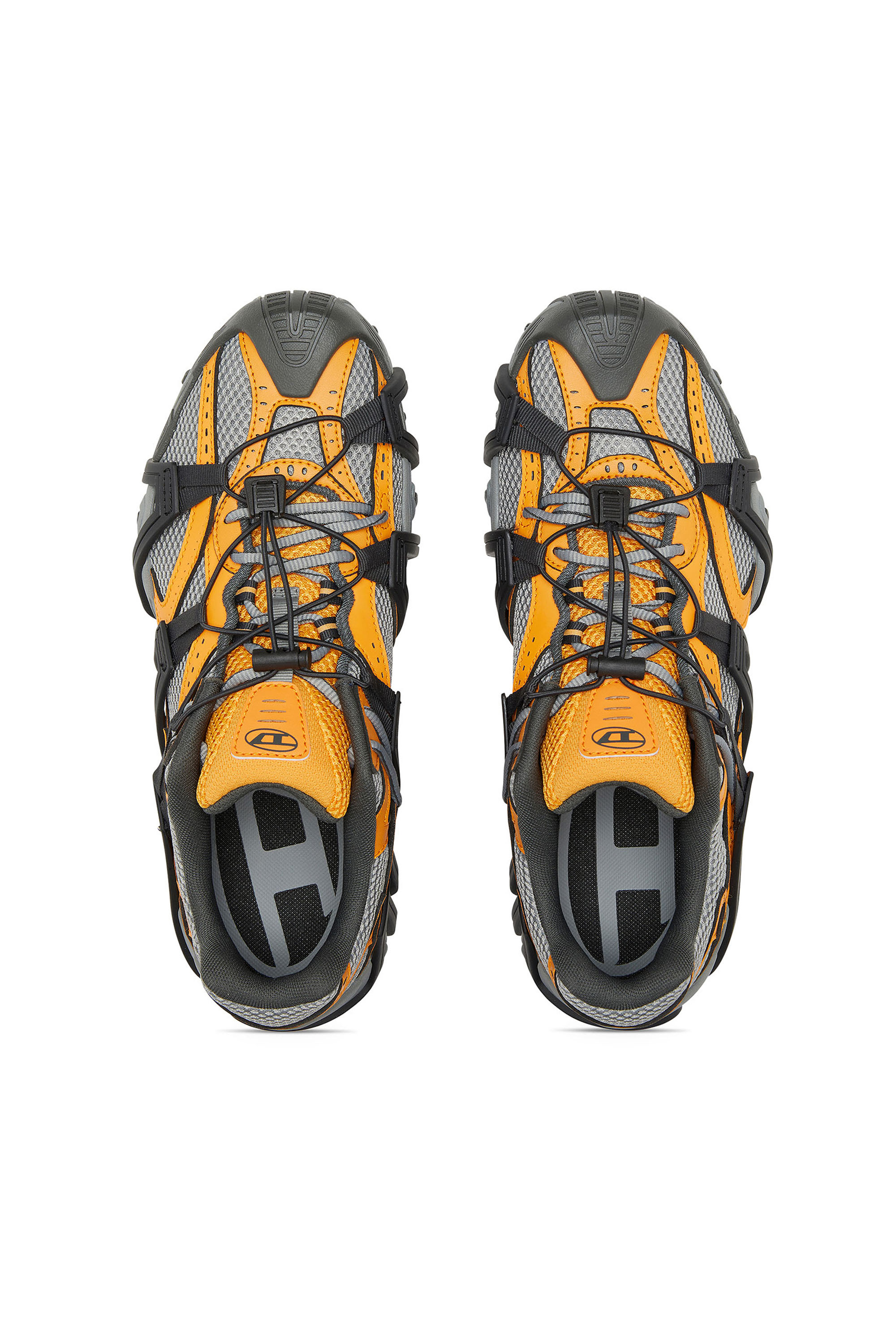 Diesel - S-PROTOTYPE CR LACE X, Male's S-Prototype Cr-Mesh and PU sneakers with double lacing in グレー/オレンジ - 5
