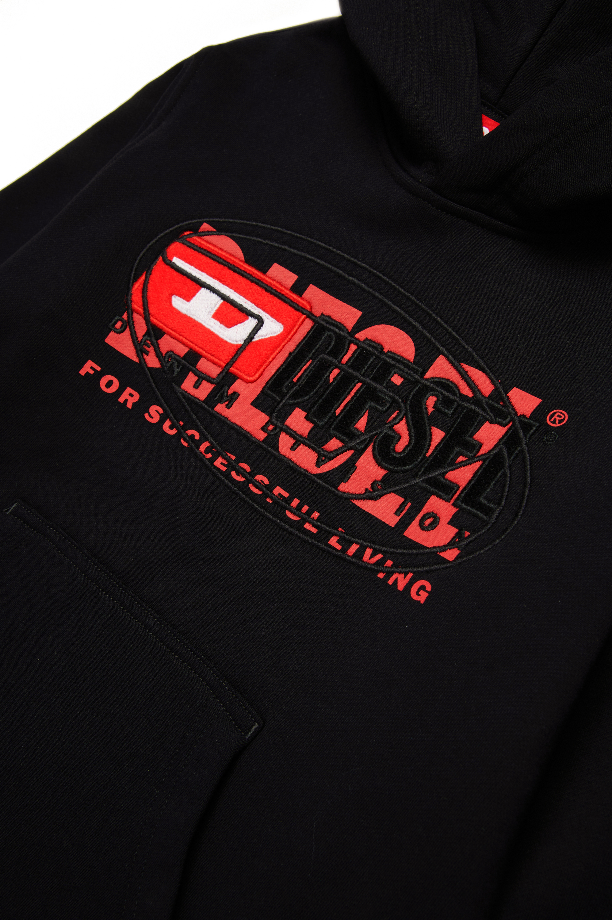 Diesel - SBAXTHOOD OVER, Male's Hoodie with superimposed logos in ブラック - 4