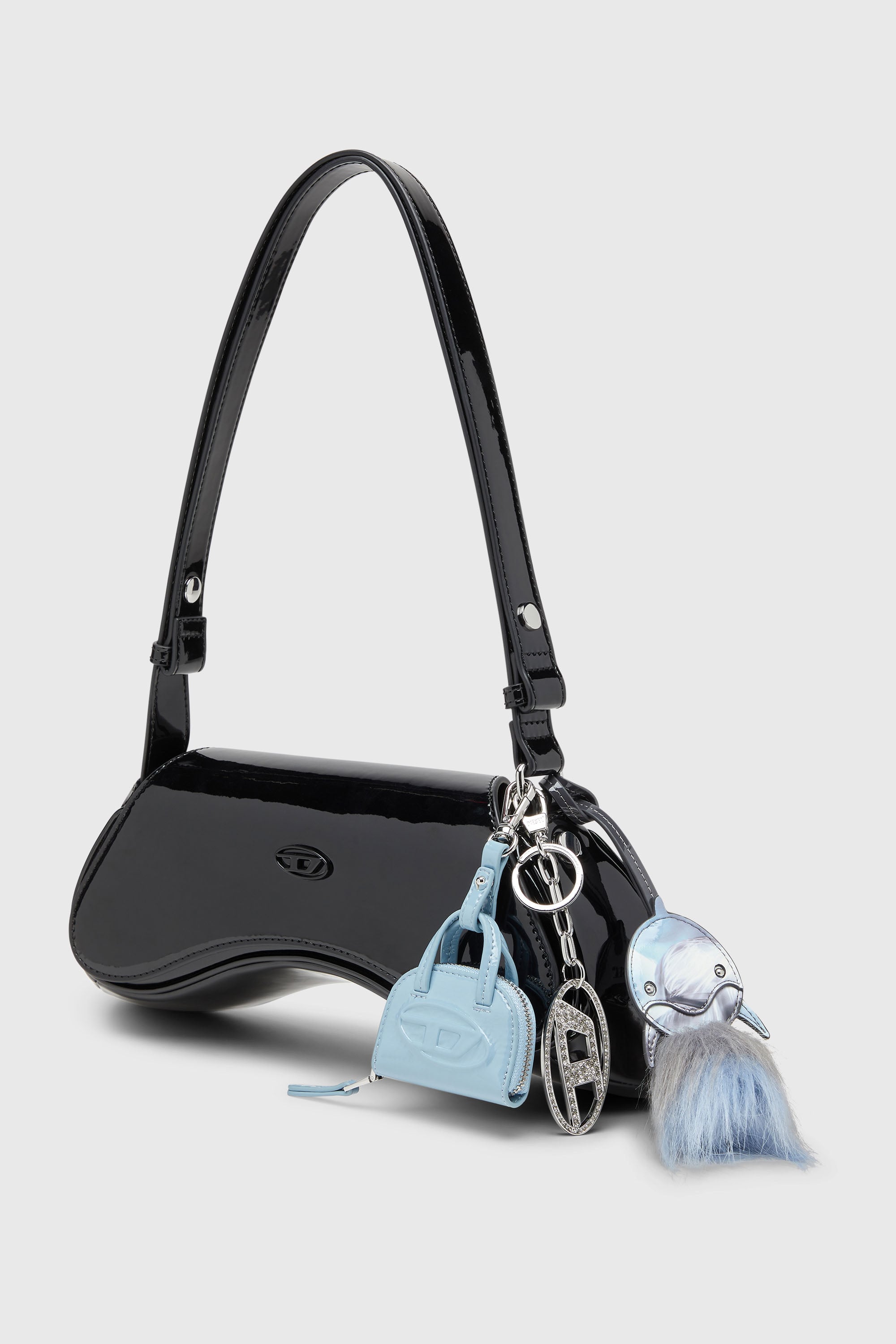 Diesel - HOLY-C, Female's Metal Oval D keyring with crystals in シルバー - 2