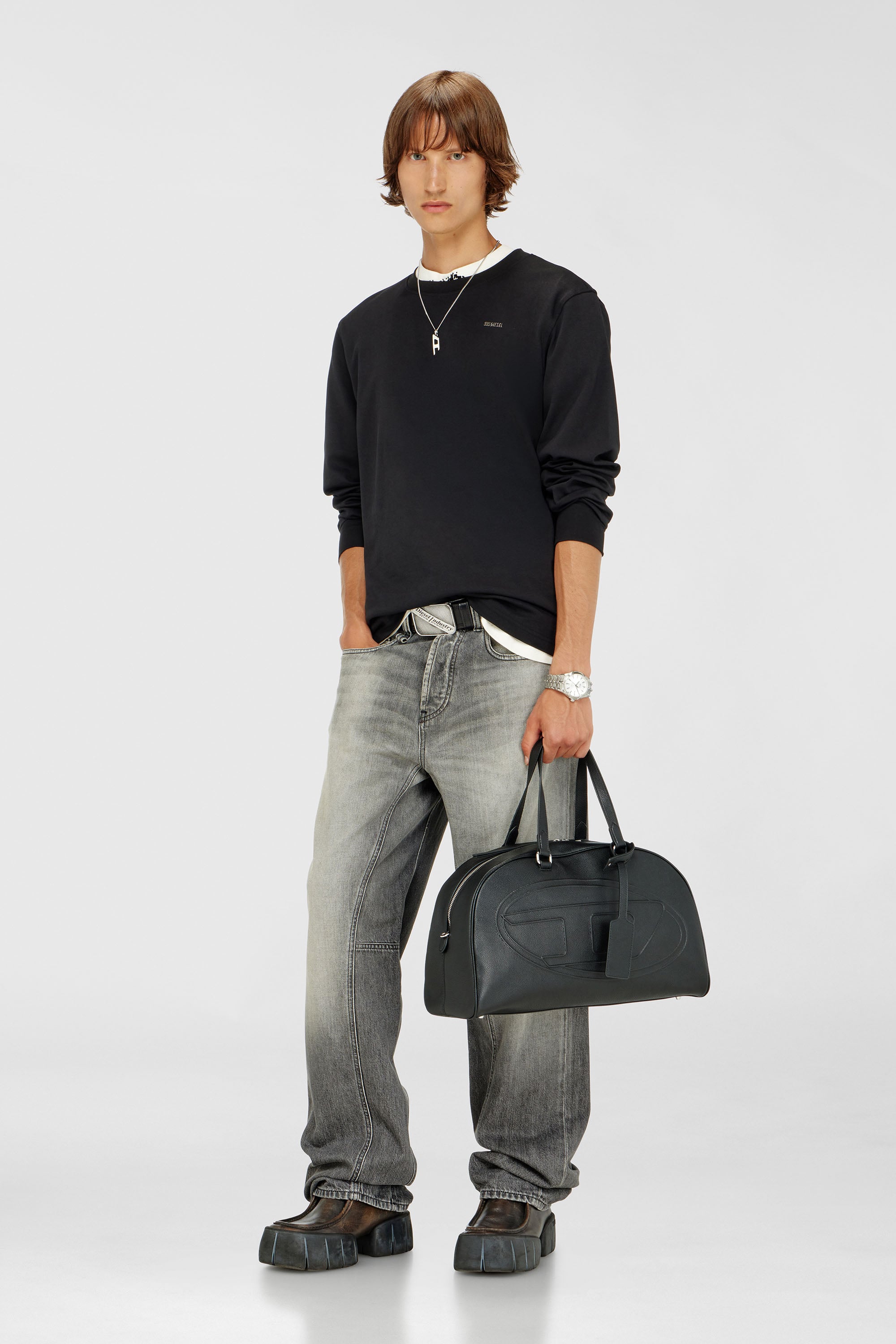 Diesel - T-MIEGOR-LS-MET, Male's 長袖Tシャツ in ブラック - 1
