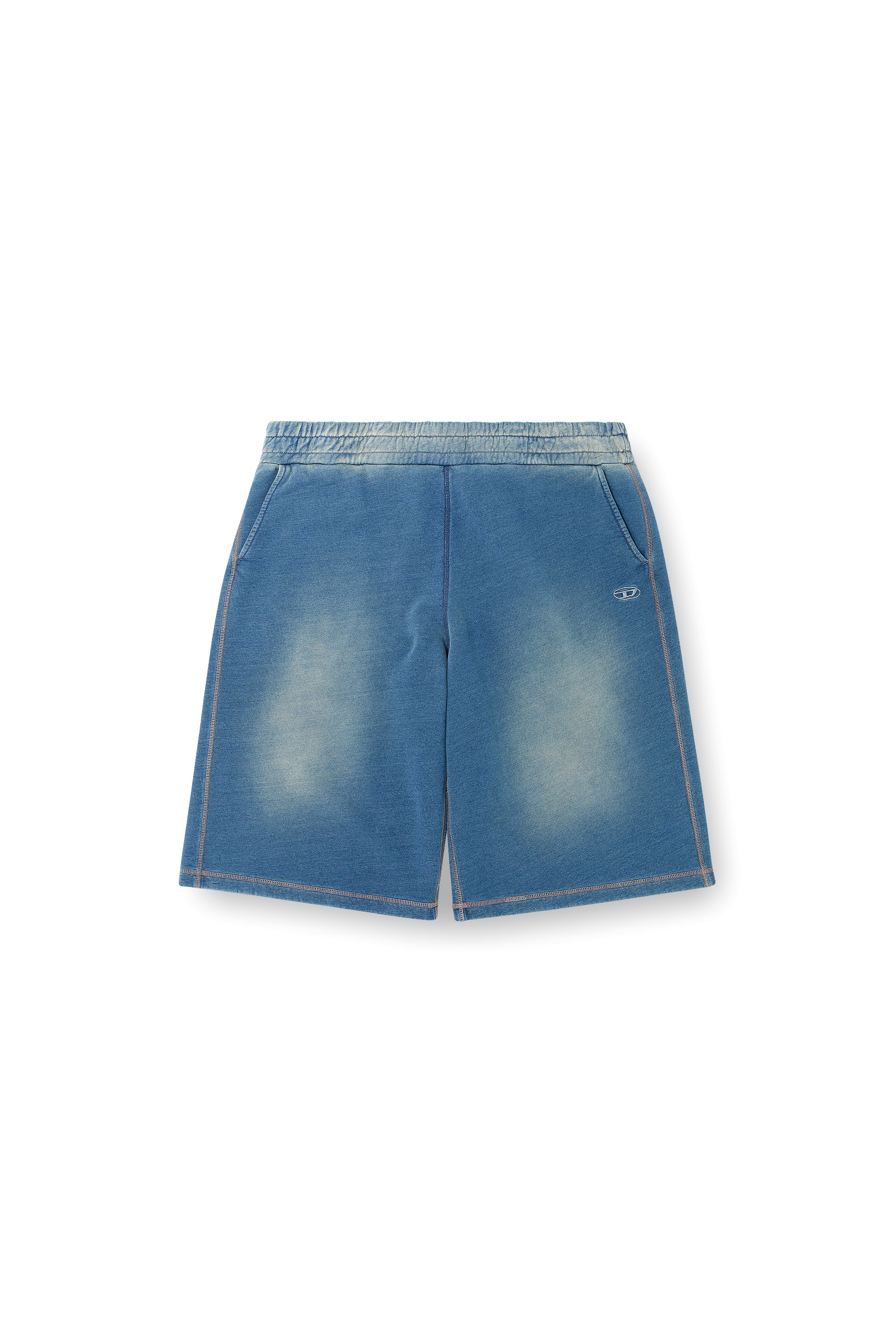 Diesel - P-CERCHIO, Male's Faded indigo sweat shorts in ブルー - 3