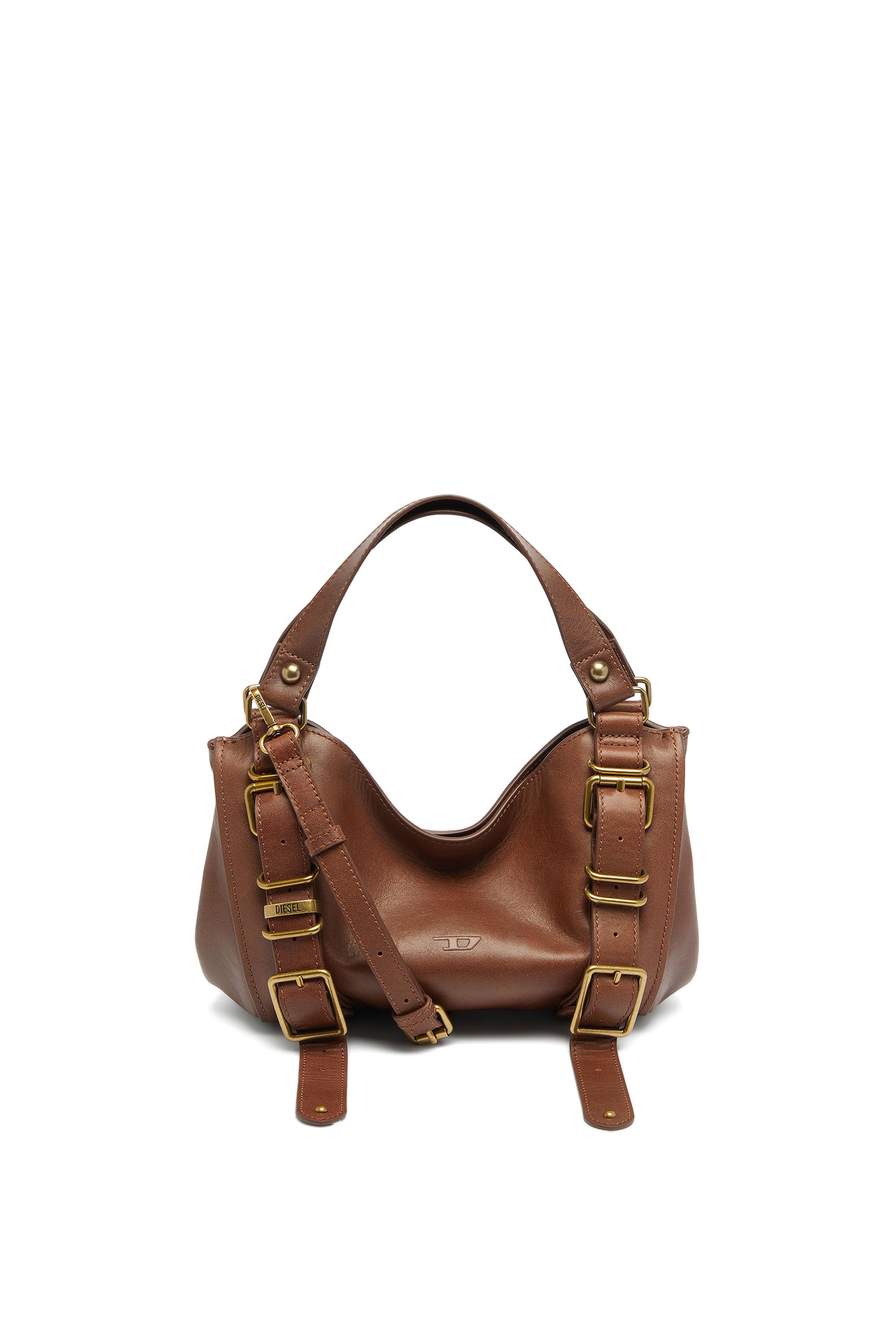 Diesel - D-ONE TOPHANDLE S, Female's D-One-Small top-handle bag in treated leather in ブラウン - 1