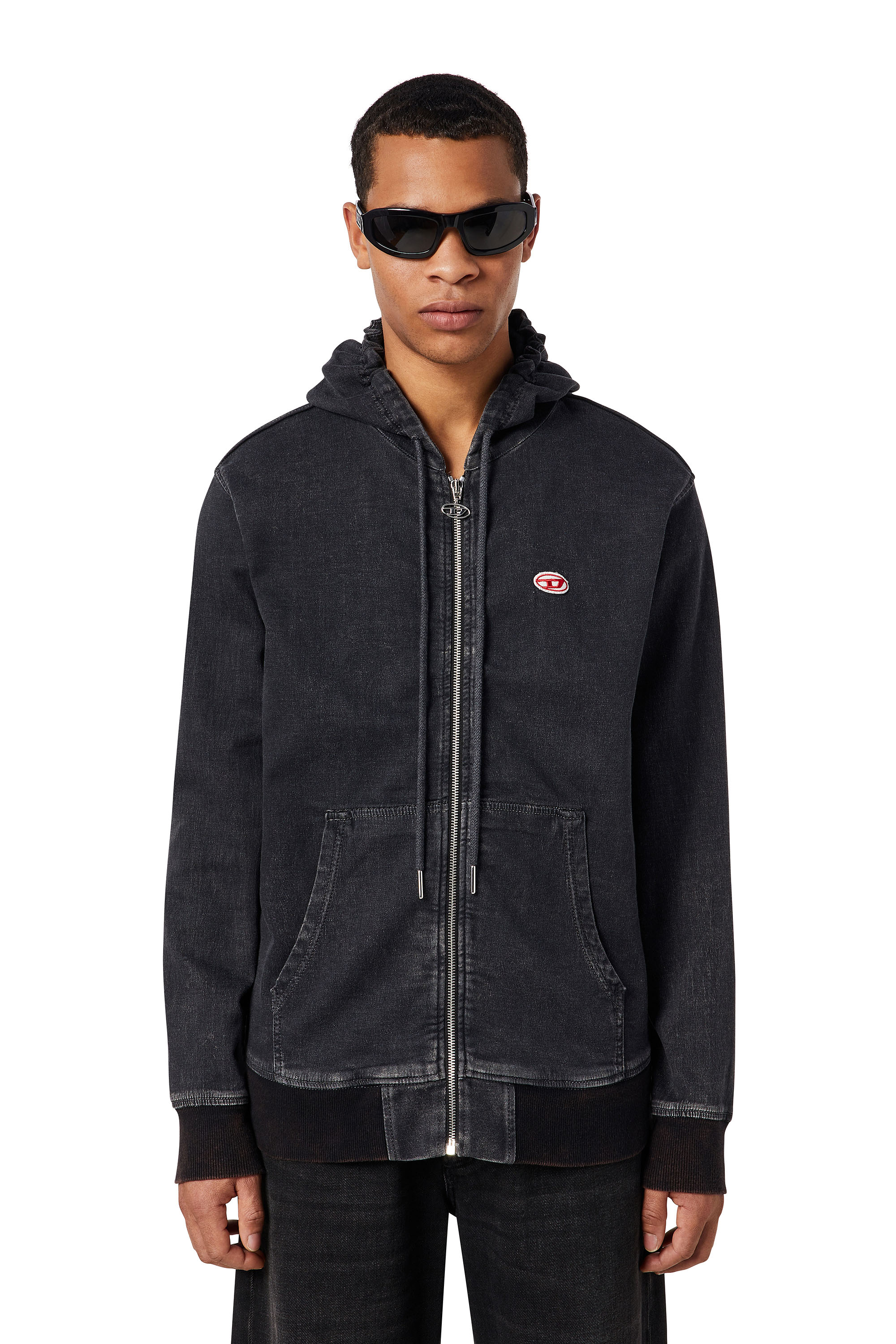 Diesel - D-GIR TRACK DENIM HOODIE, ブラック/ダークグレー - Image 2