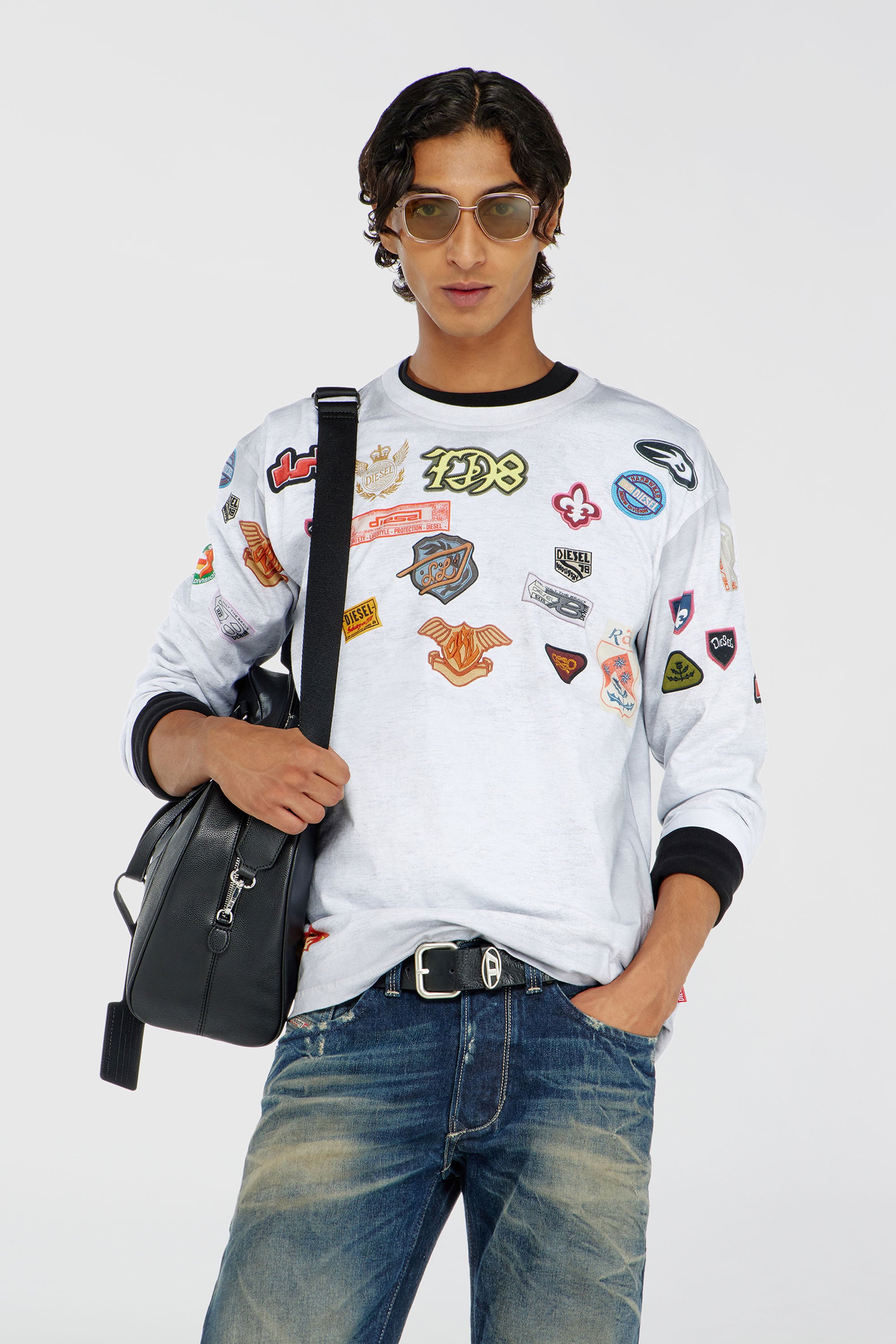 Diesel - T-NORME-LS-PATCHES, Male's 長袖Tシャツ in ホワイト - 1