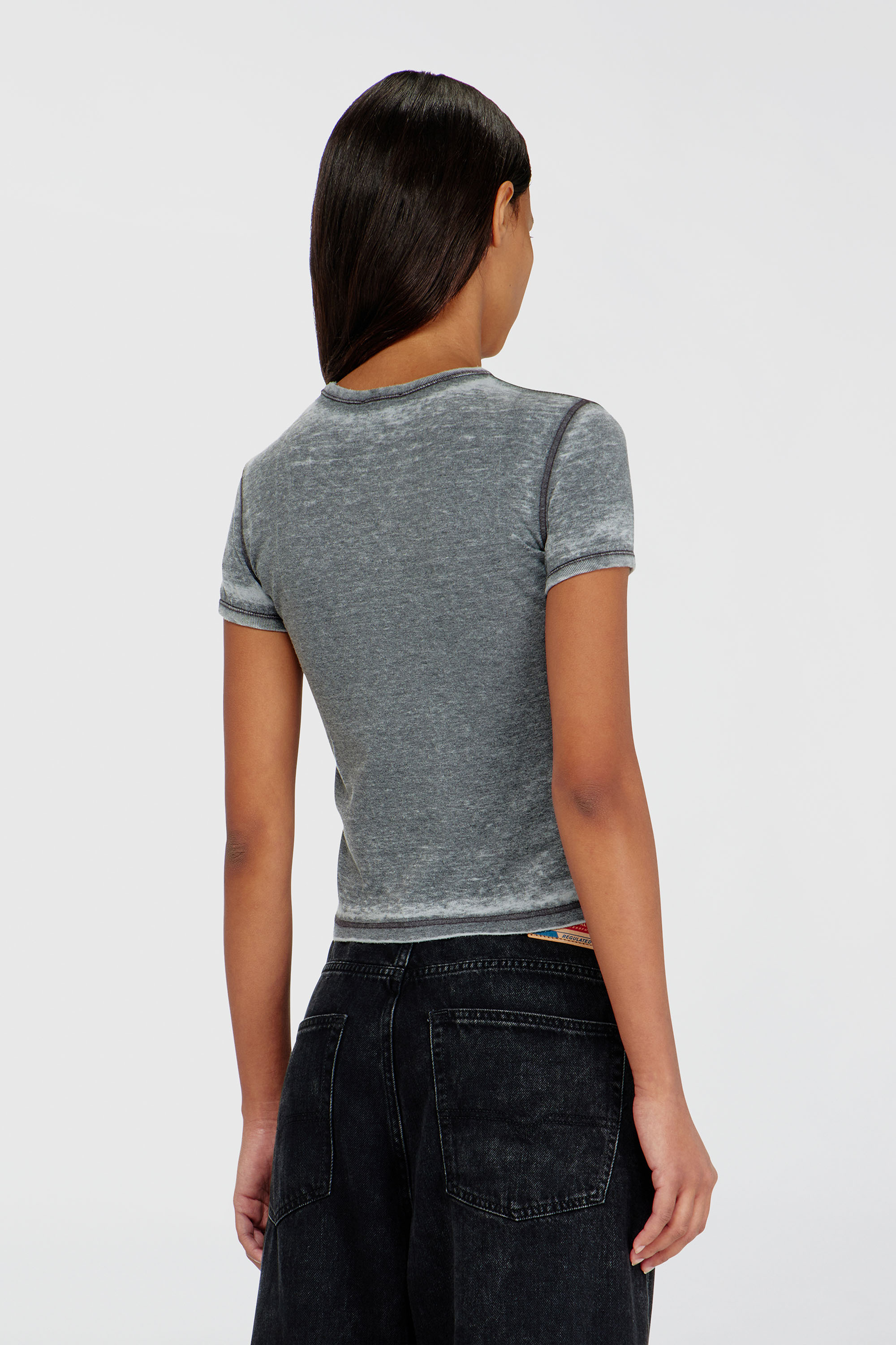 Diesel - T-UNCUTIES-LONG-AA3, Female's Tシャツ in ブルー/グレー - 4