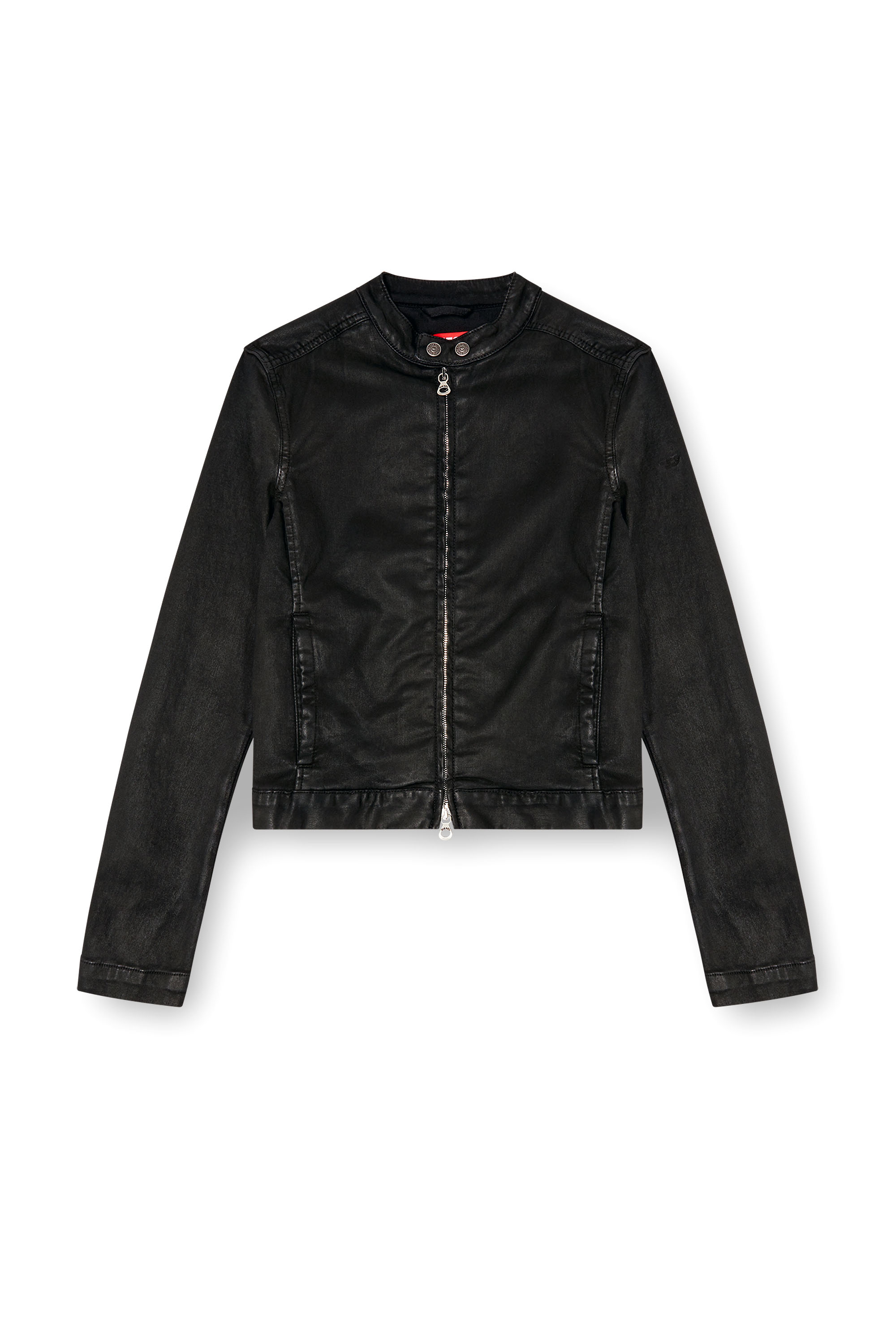 Diesel - DE-MORNIN JOGG, Female's Moto jacket in coated denim in ブラック - 2