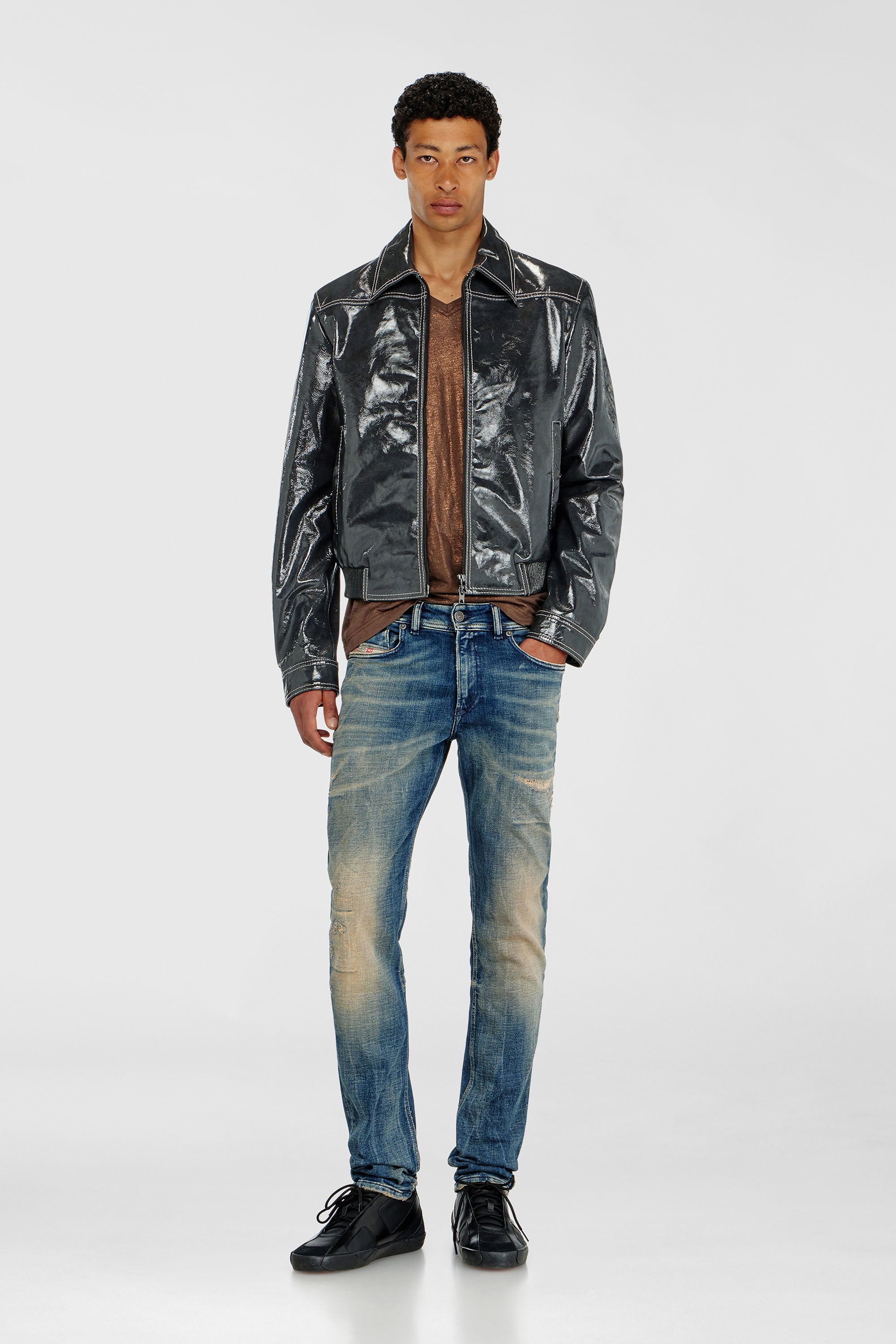 Diesel - L-ADDI, Male's レザージャケット in ダークグレー - 2