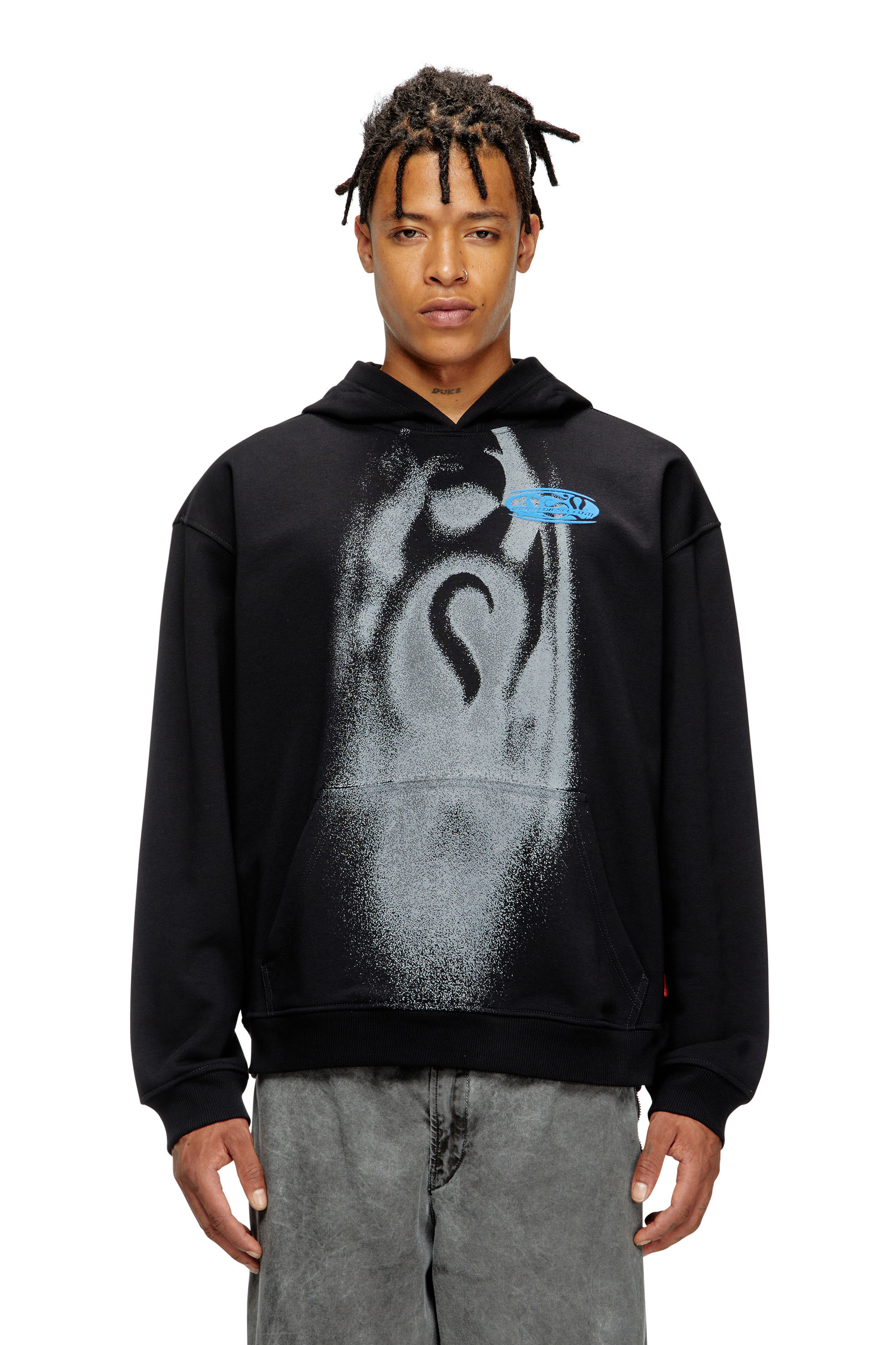 Diesel - S-BOXT-HOOD-T3, Male's Hoodie with spray-effect print in ブラック - 1